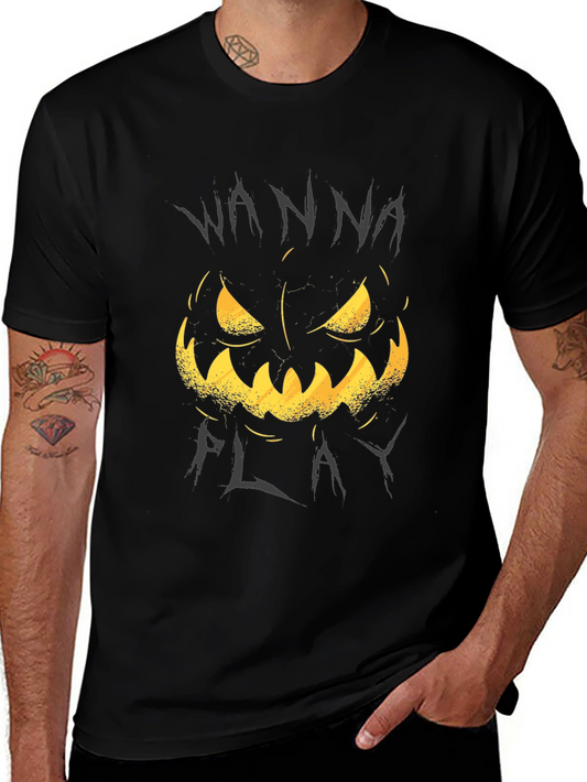 Wanna Play Pumpkin Tee - Halloween Graphic T-Shirt