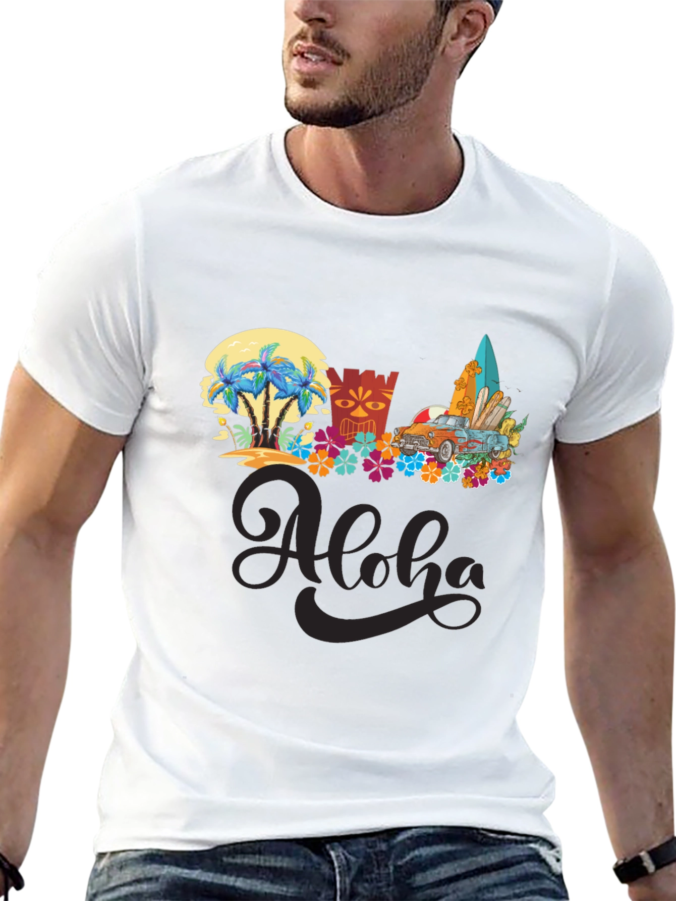Aloha Summer T-Shirt: Beach Car & Surfboards