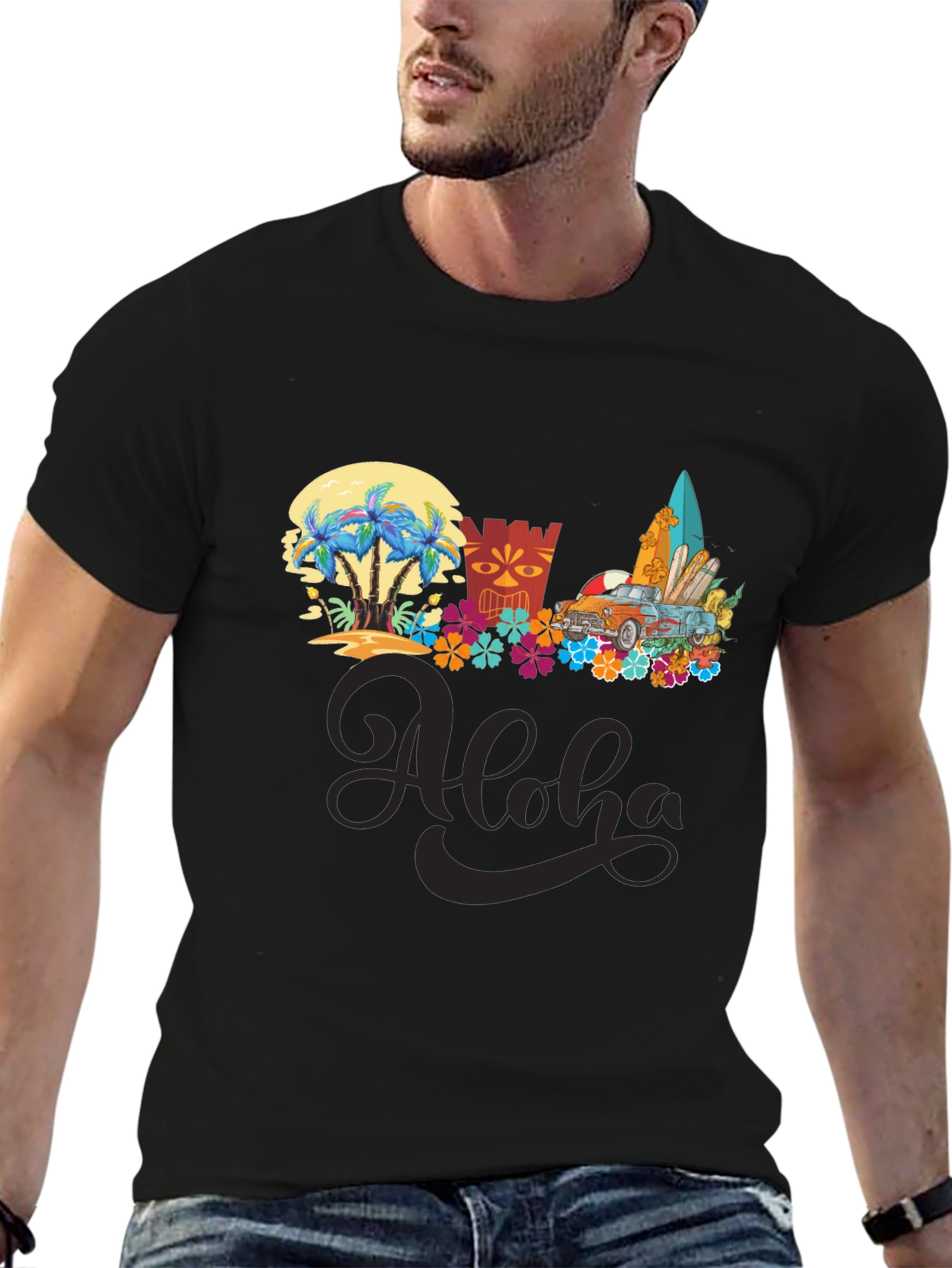 Aloha Summer T-Shirt: Beach Car & Surfboards