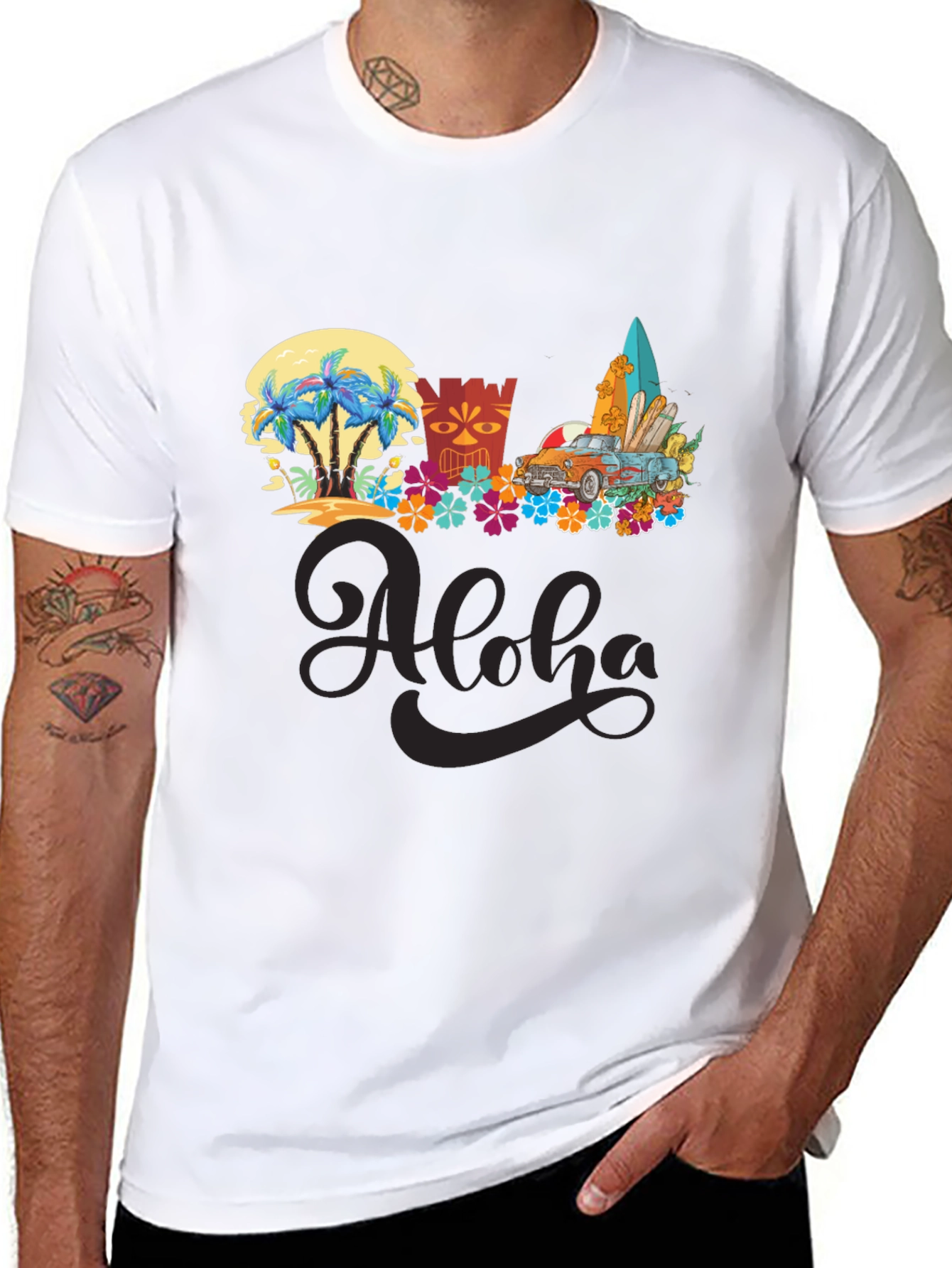 Aloha Summer T-Shirt: Beach Car & Surfboards