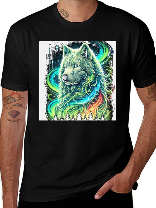 Aurora Wolf Graphic Tee - Mens Black T-Shirt
