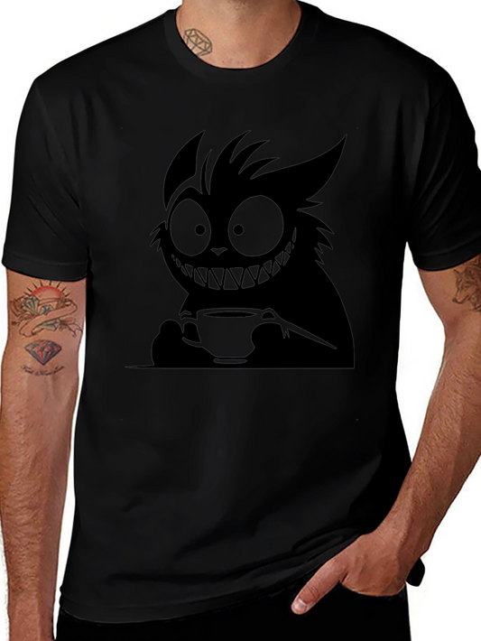 Whimsical Dark Cartoon Cat T-Shirt