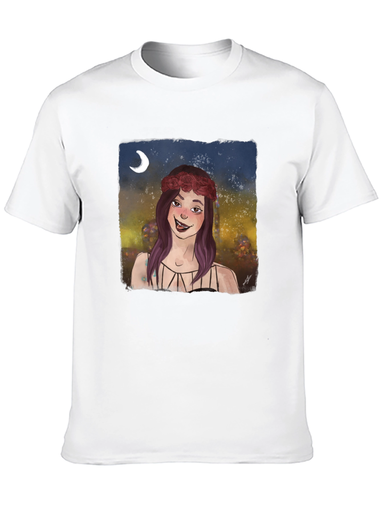 Whimsical Girl Graphic Tee - Black Cotton T-Shirt