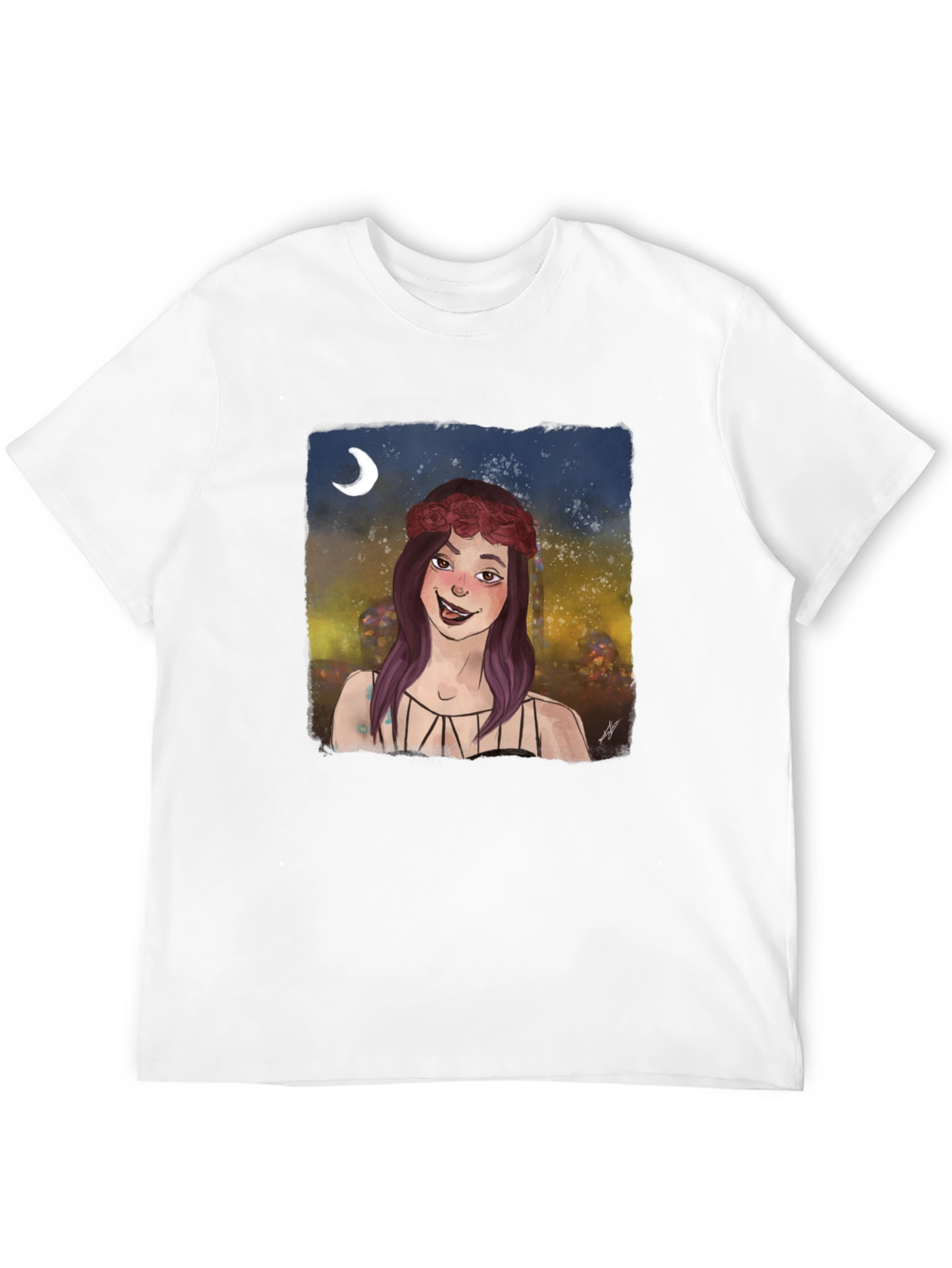 Whimsical Girl Graphic Tee - Black Cotton T-Shirt