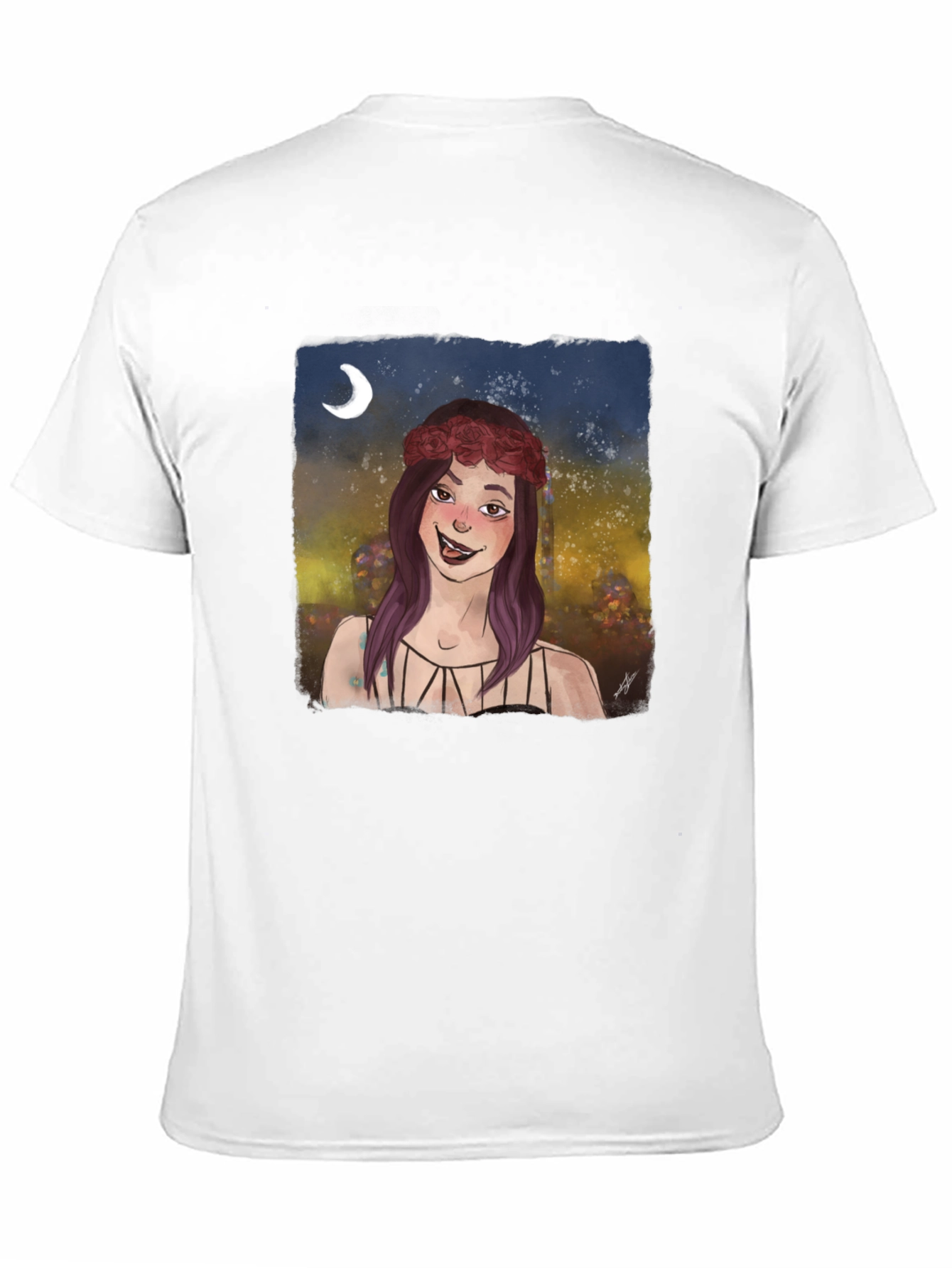 Whimsical Girl Graphic Tee - Black Cotton T-Shirt