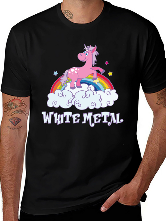 White Metal Unicorn Graphic Tee - Black