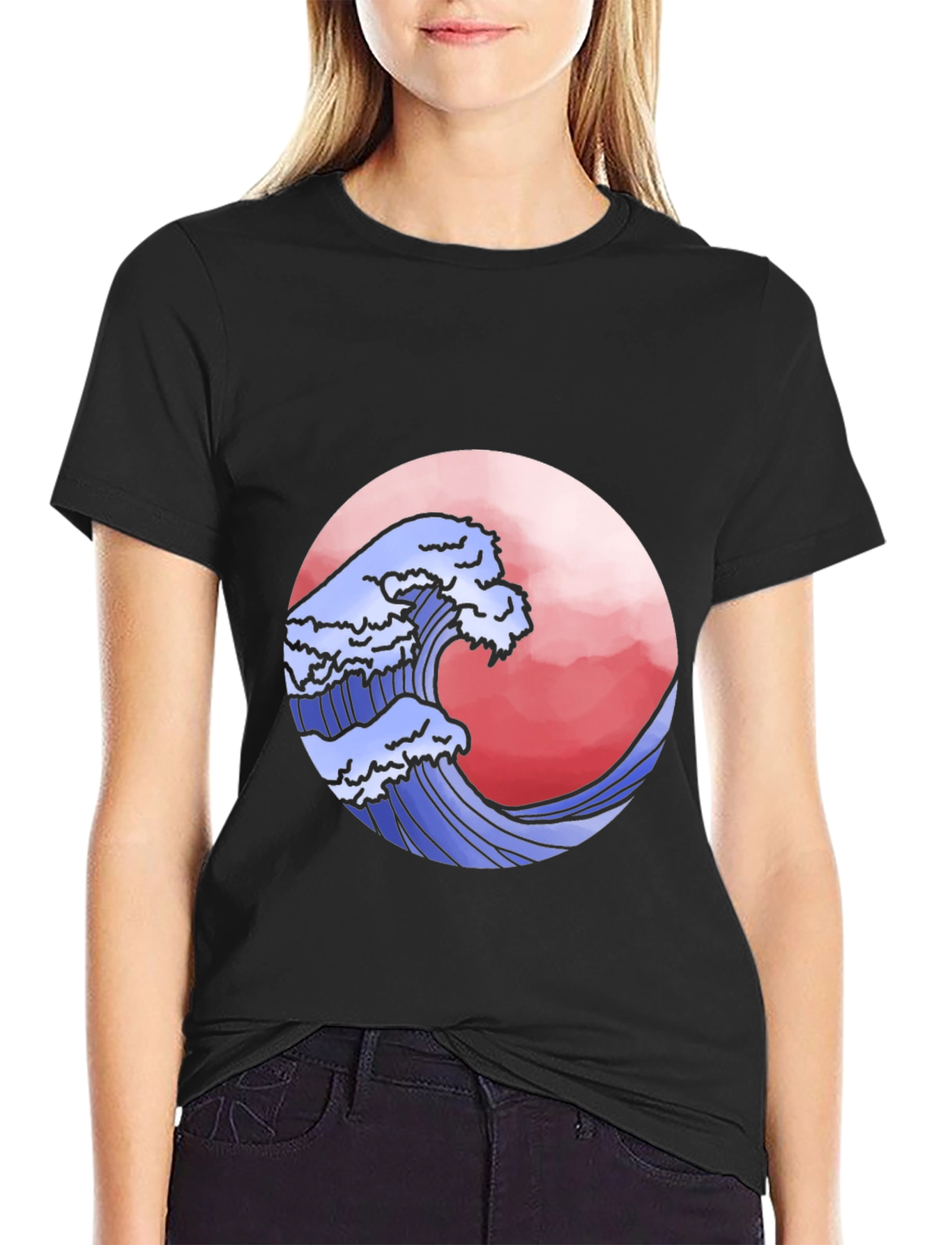Wave Graphic Black T-Shirt