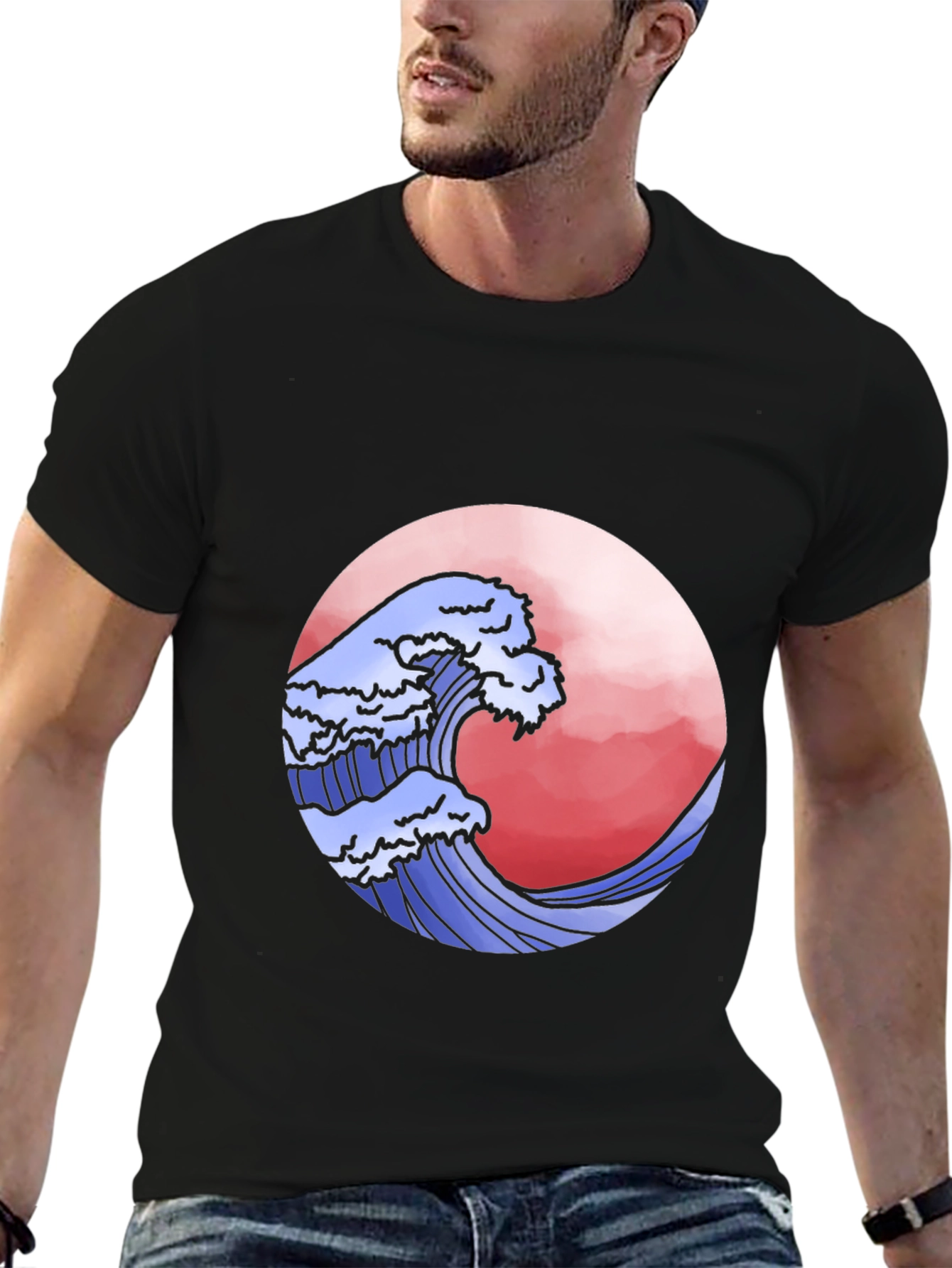 Wave Graphic Black T-Shirt