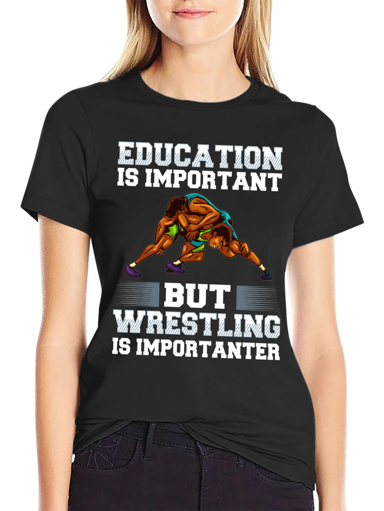 Wrestling Is Importanter T-Shirt - Black