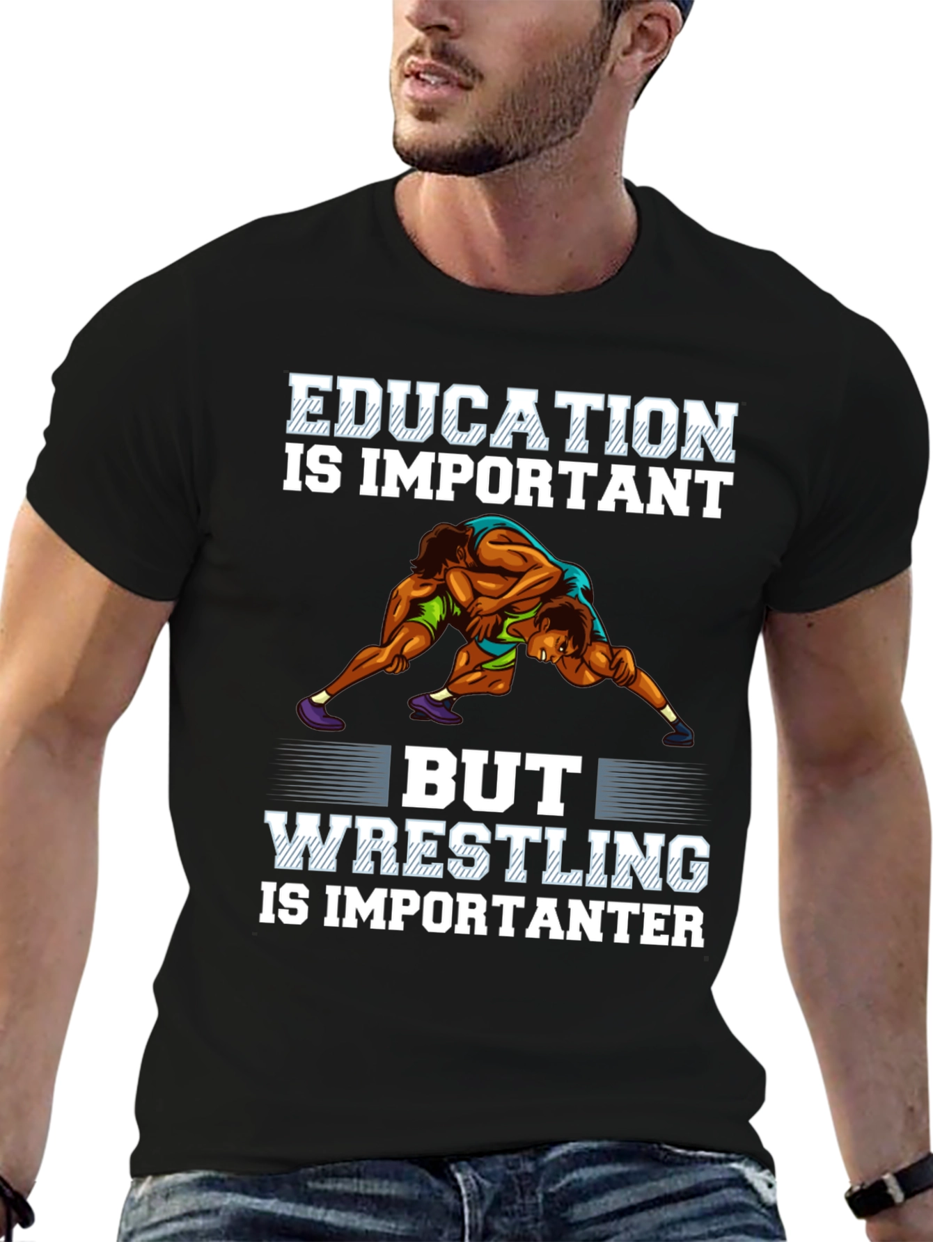 Wrestling Is Importanter T-Shirt - Black