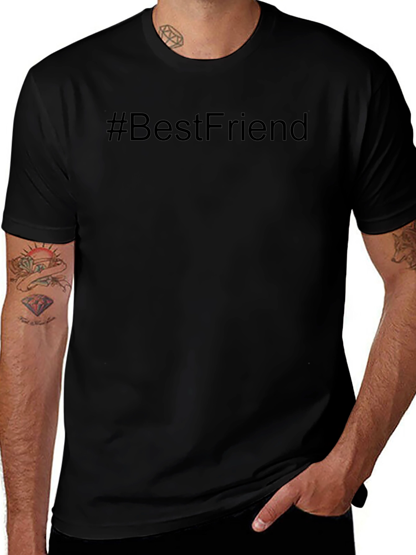 #BestFriend Black Crew Neck T-Shirt