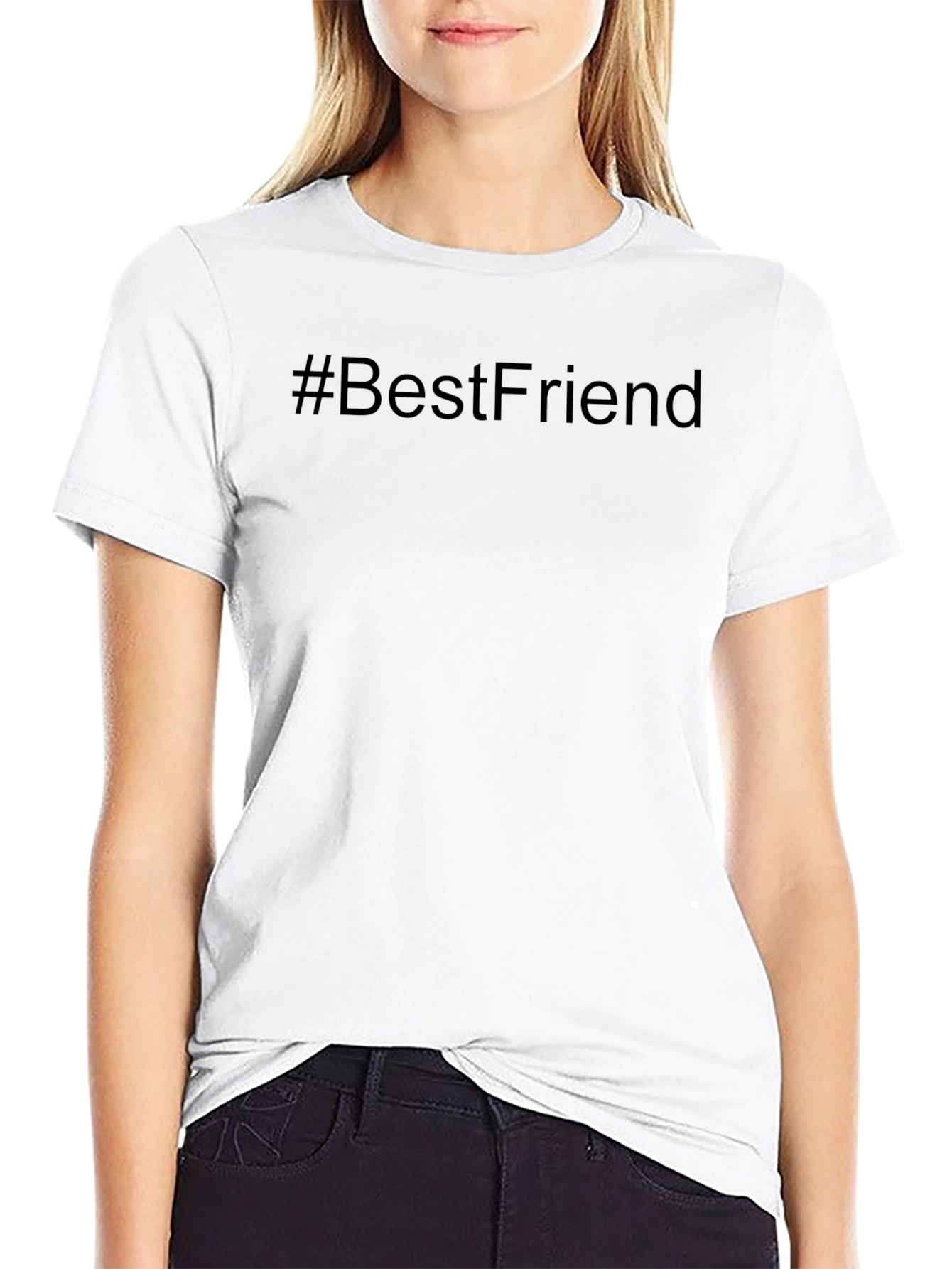 #BestFriend Black Crew Neck T-Shirt