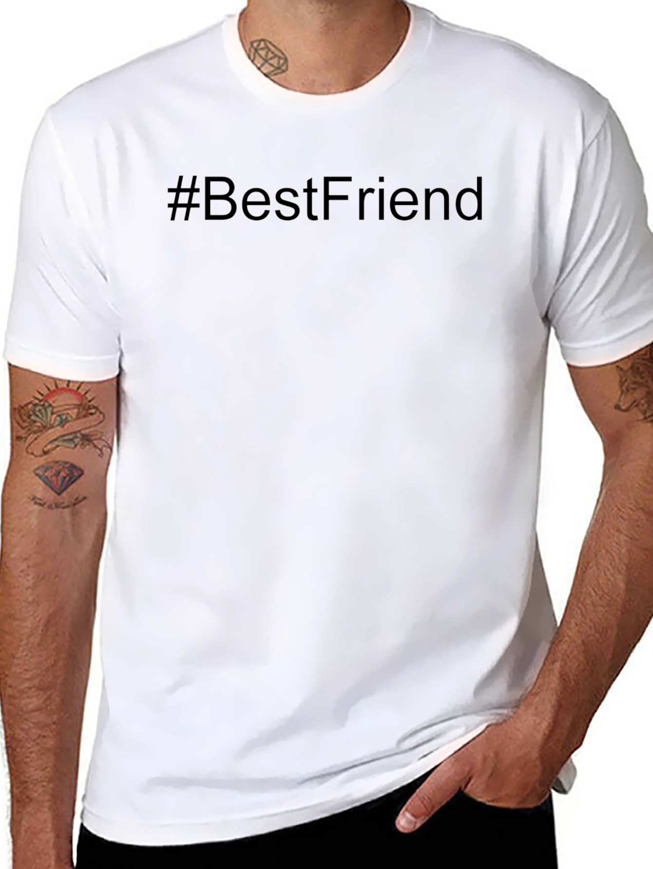 #BestFriend Black Crew Neck T-Shirt