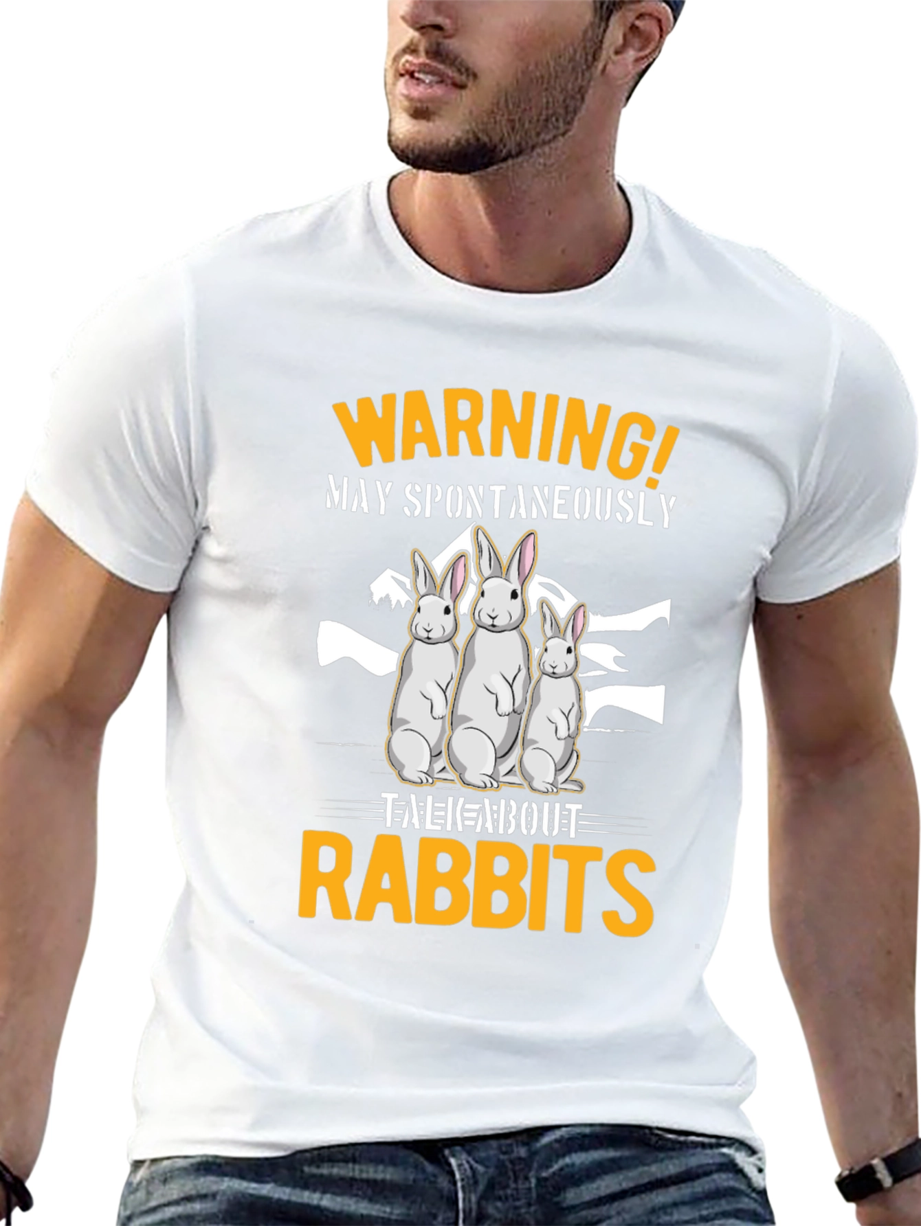 Warning! May Spontaneously Talk About Rabbits Black T-Shirt