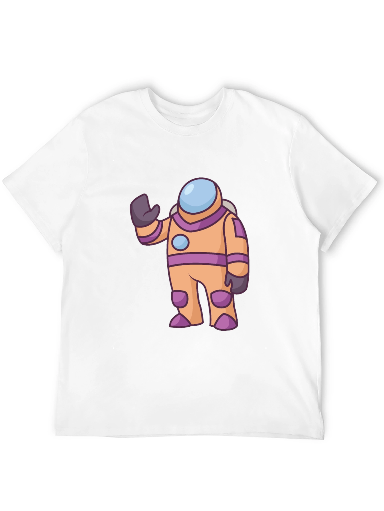 Astronaut Cartoon Graphic Tee - Black Cotton T-Shirt