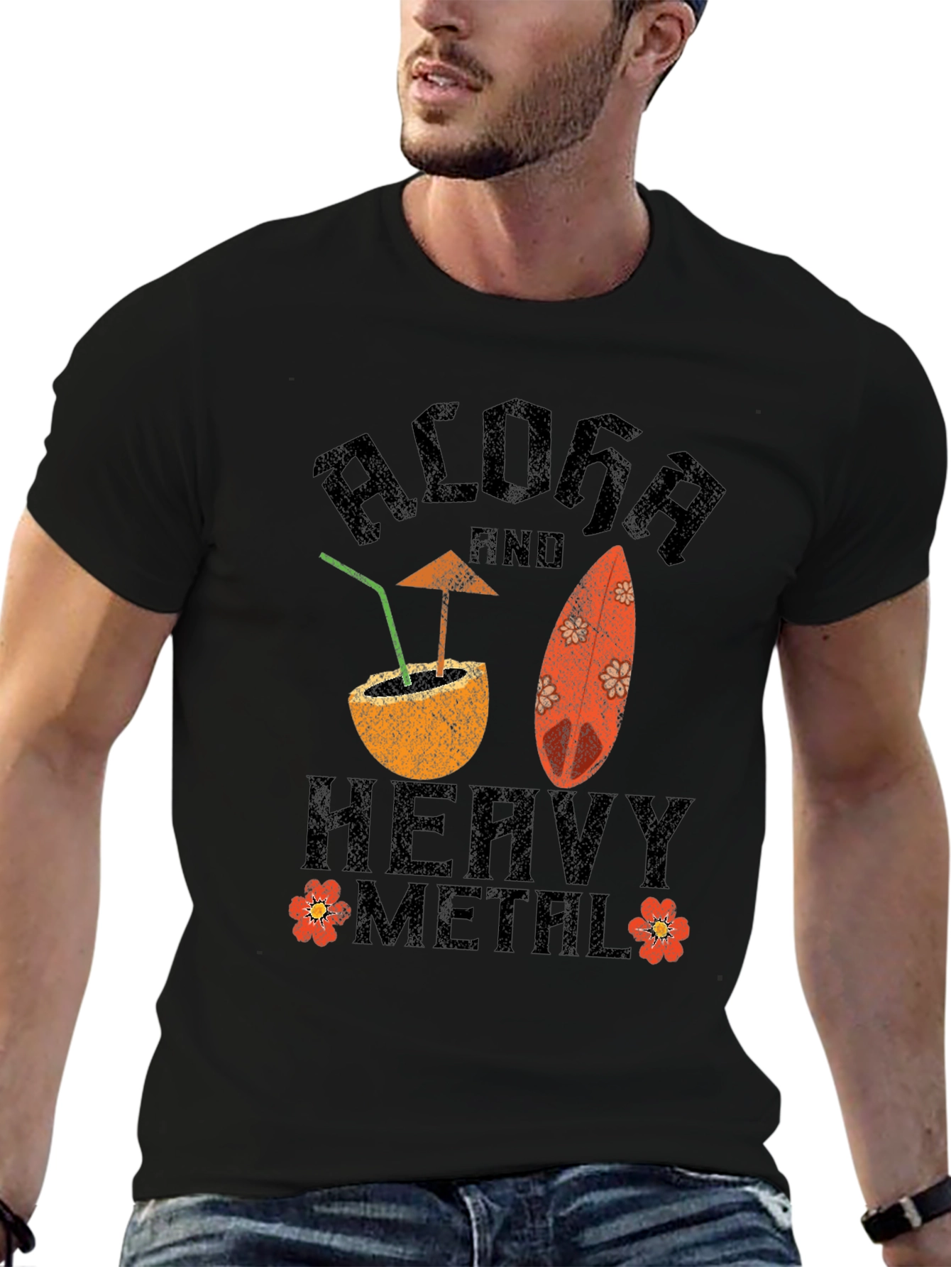 Aloha and Heavy Metal Graphic T-Shirt
