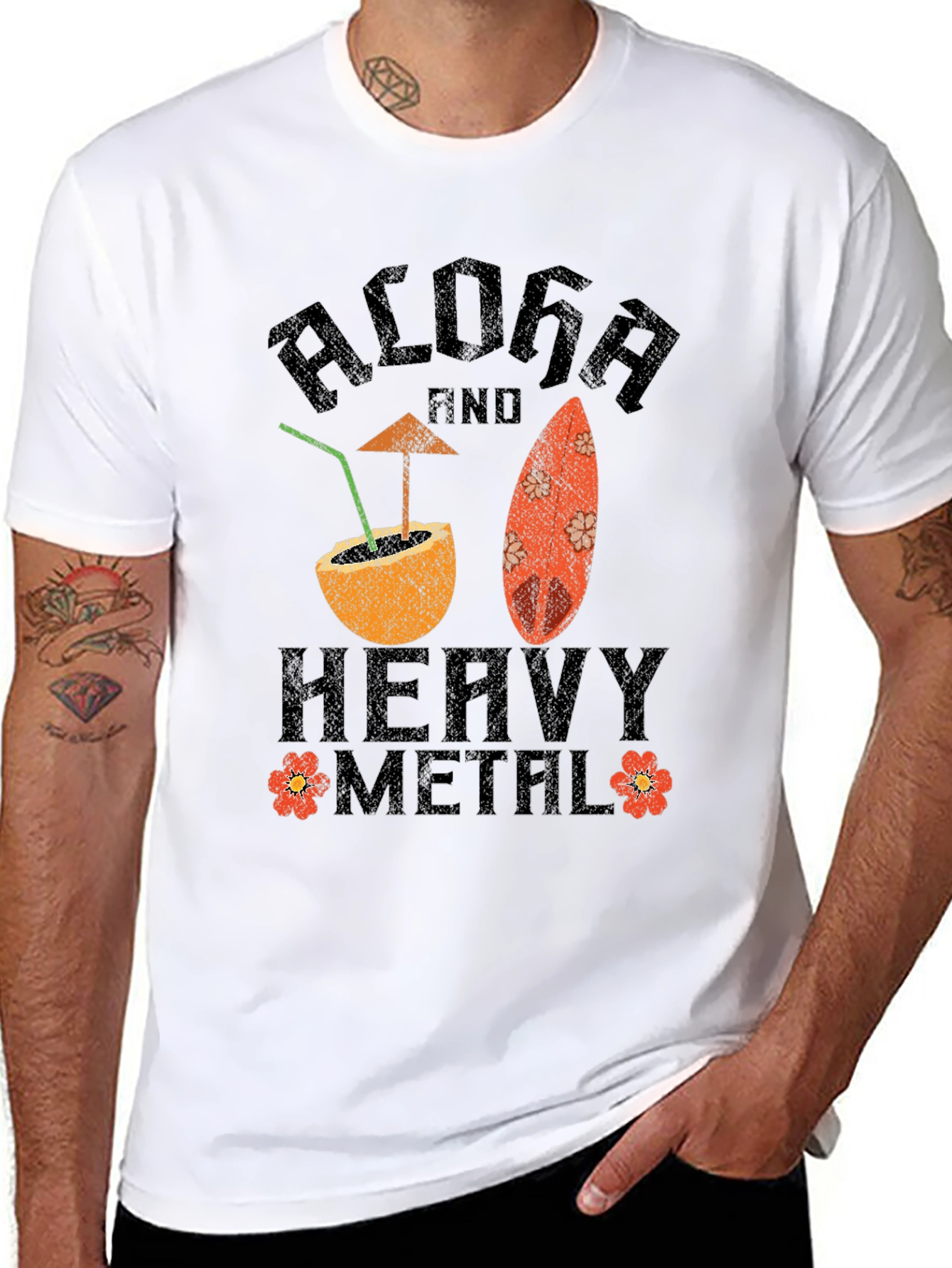 Aloha and Heavy Metal Graphic T-Shirt