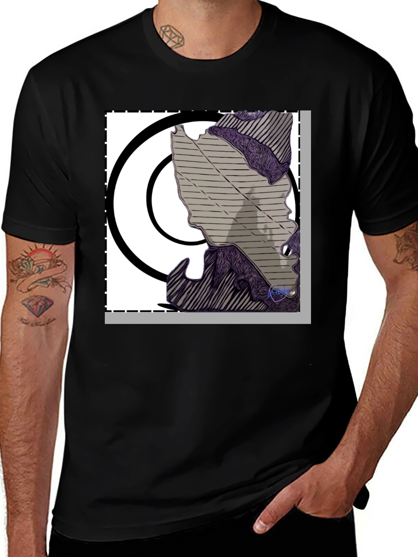 Abstract Graphic Print Black T-Shirt