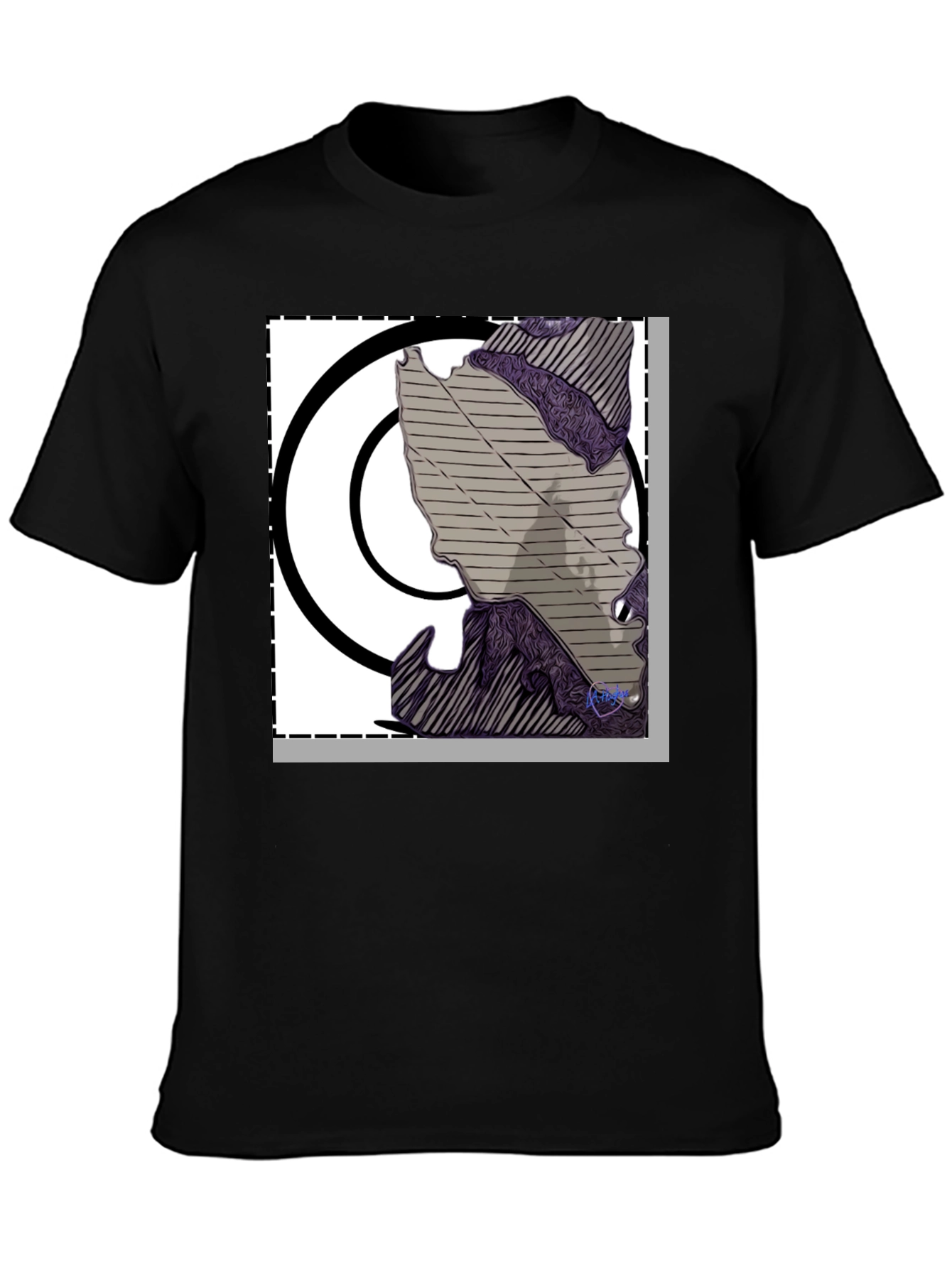Abstract Graphic Print Black T-Shirt