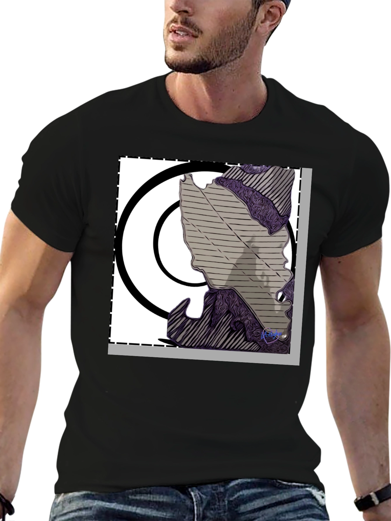 Abstract Graphic Print Black T-Shirt