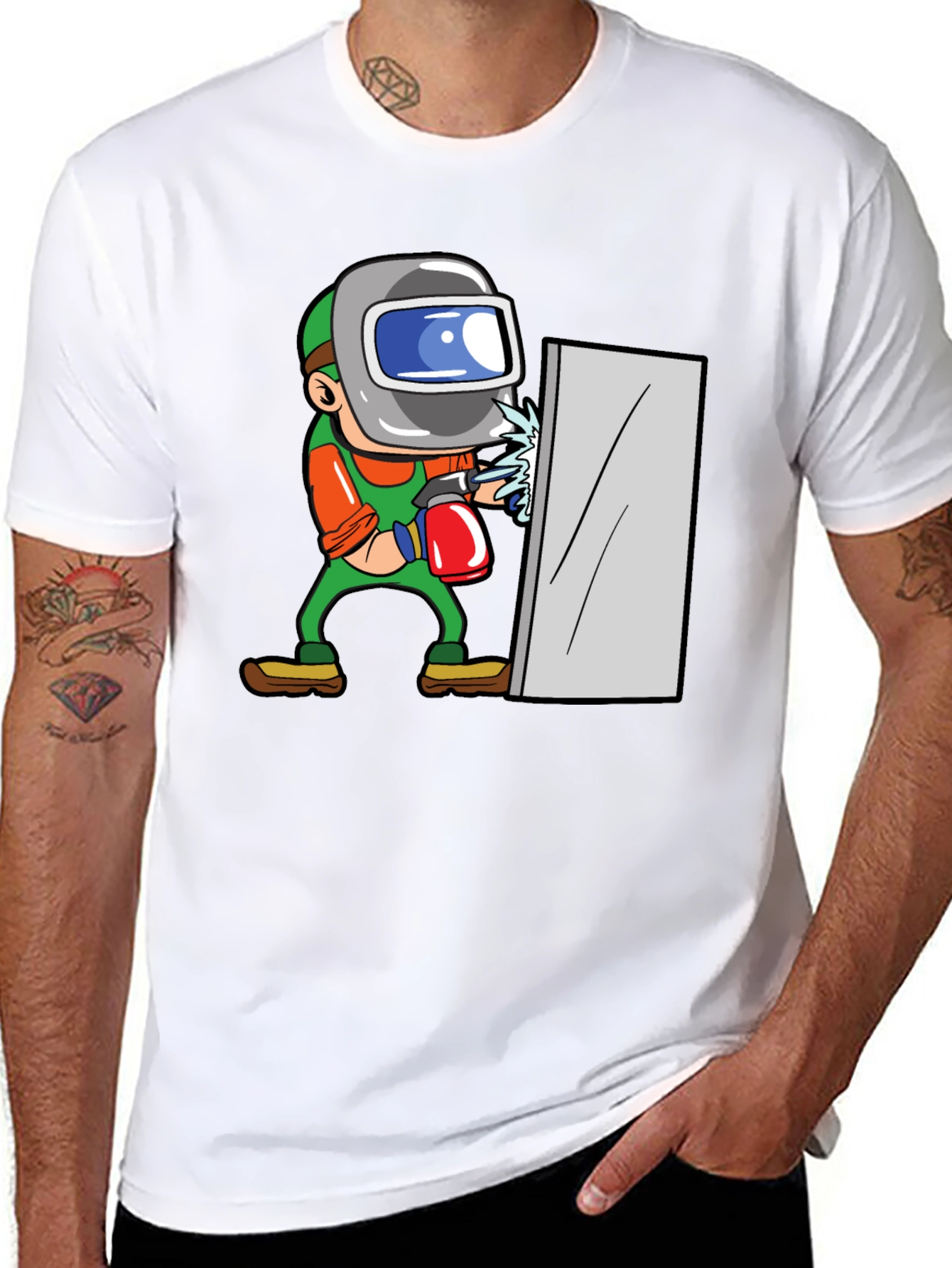 Welder Cartoon Graphic T-Shirt