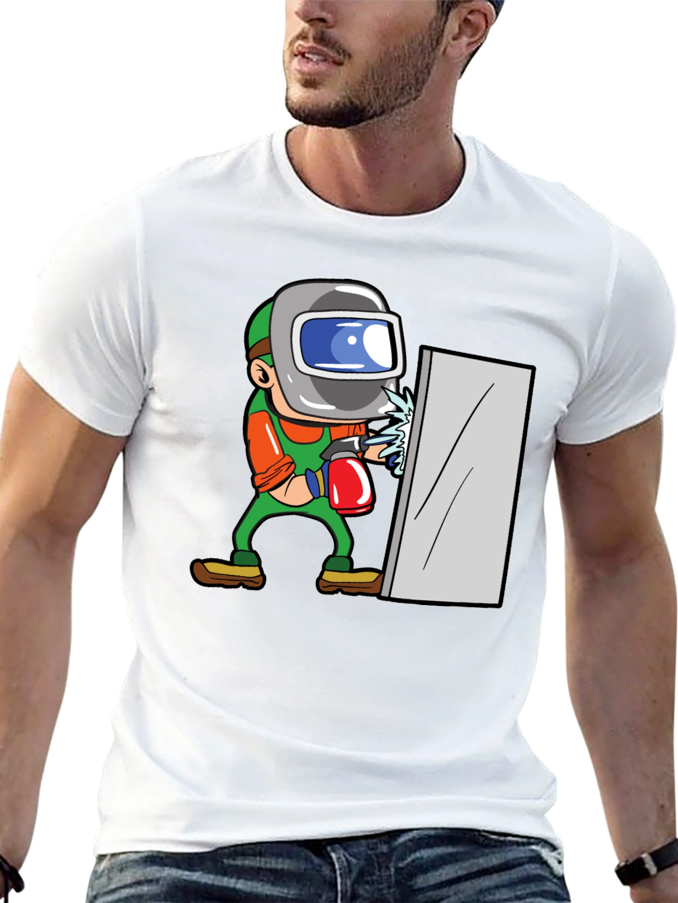 Welder Cartoon Graphic T-Shirt