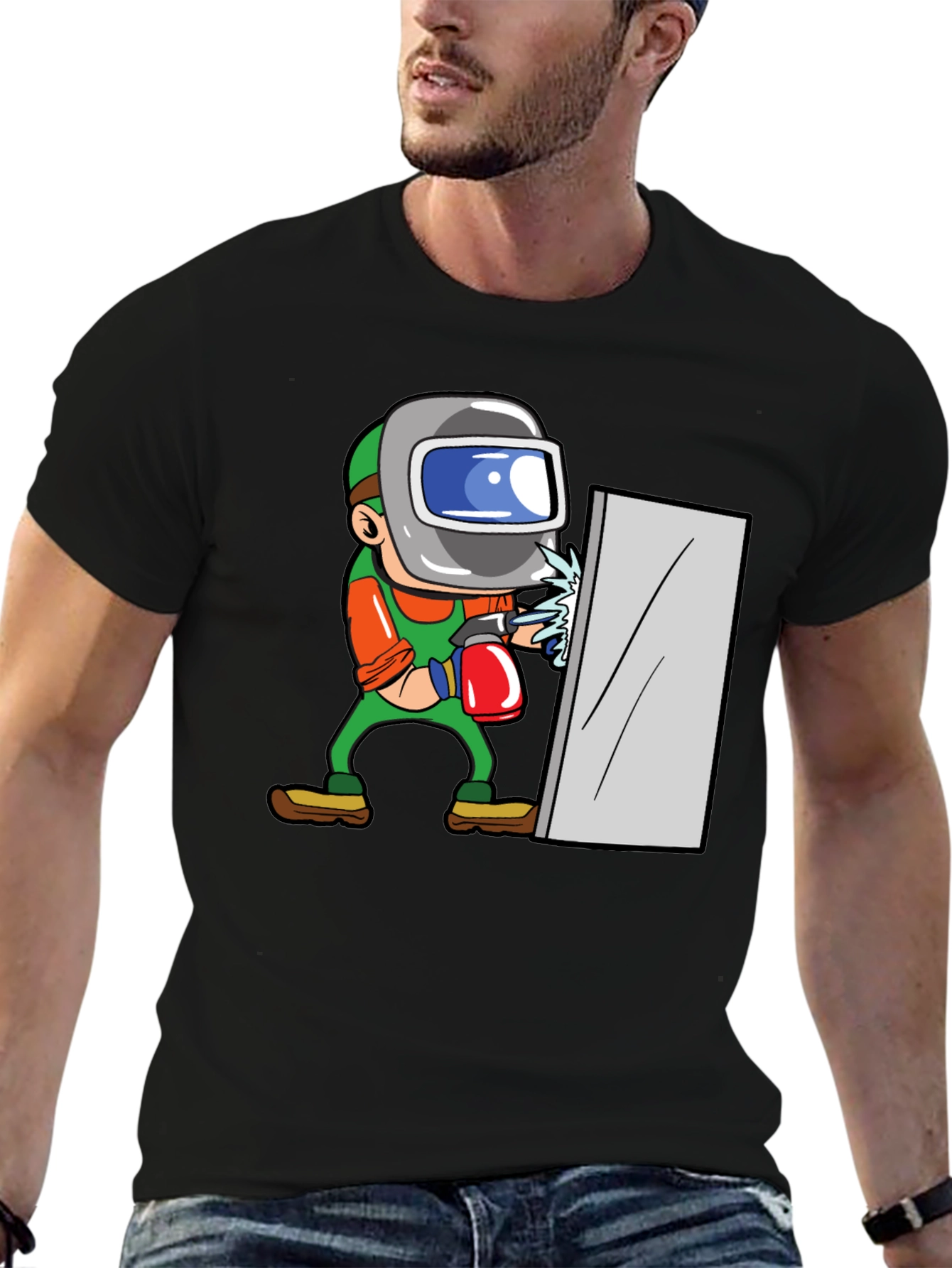Welder Cartoon Graphic T-Shirt