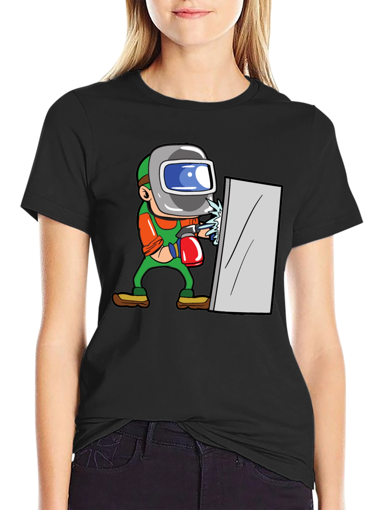 Welder Cartoon Graphic T-Shirt