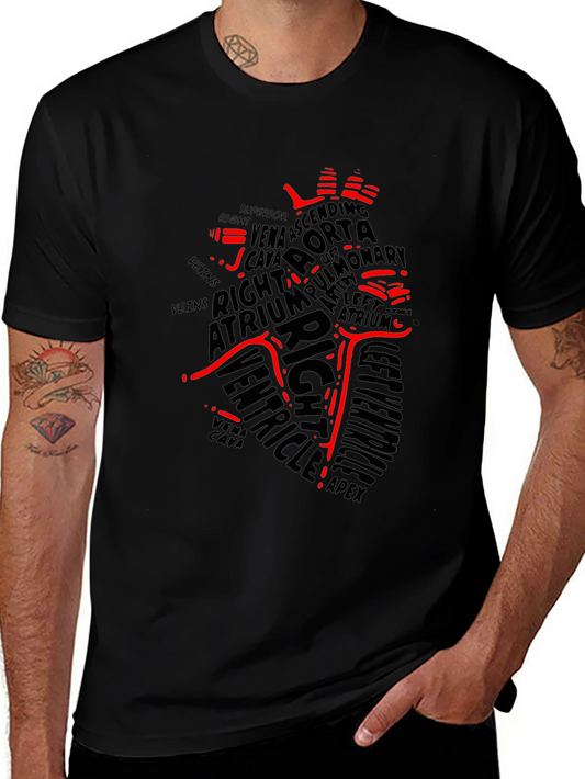 Anatomical Heart Word Art T-Shirt - Black