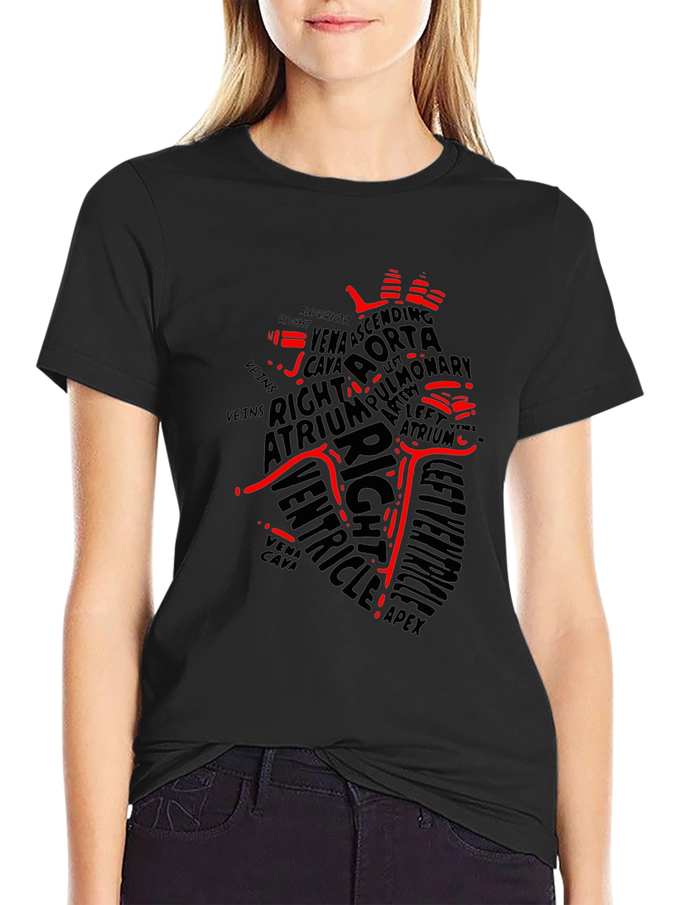 Anatomical Heart Word Art T-Shirt - Black