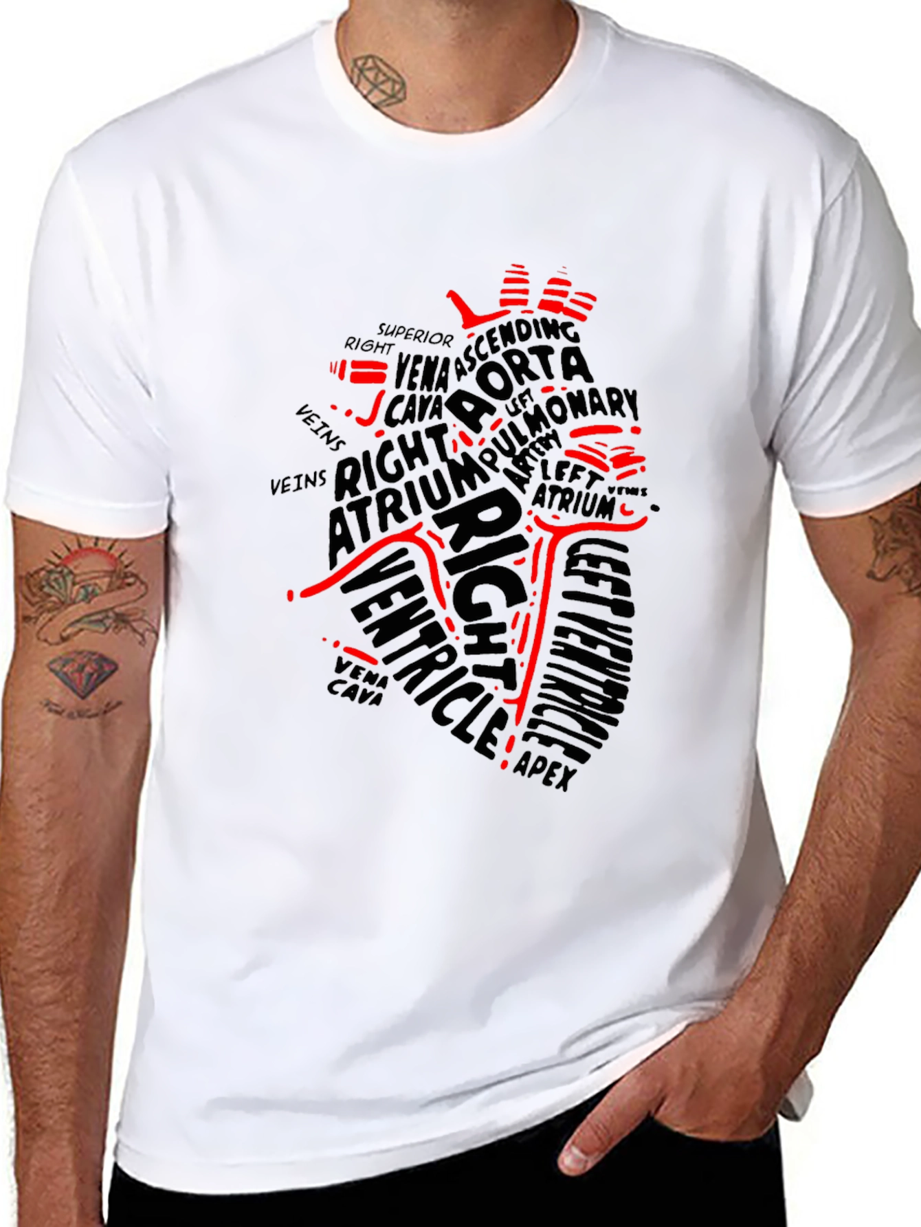 Anatomical Heart Word Art T-Shirt - Black