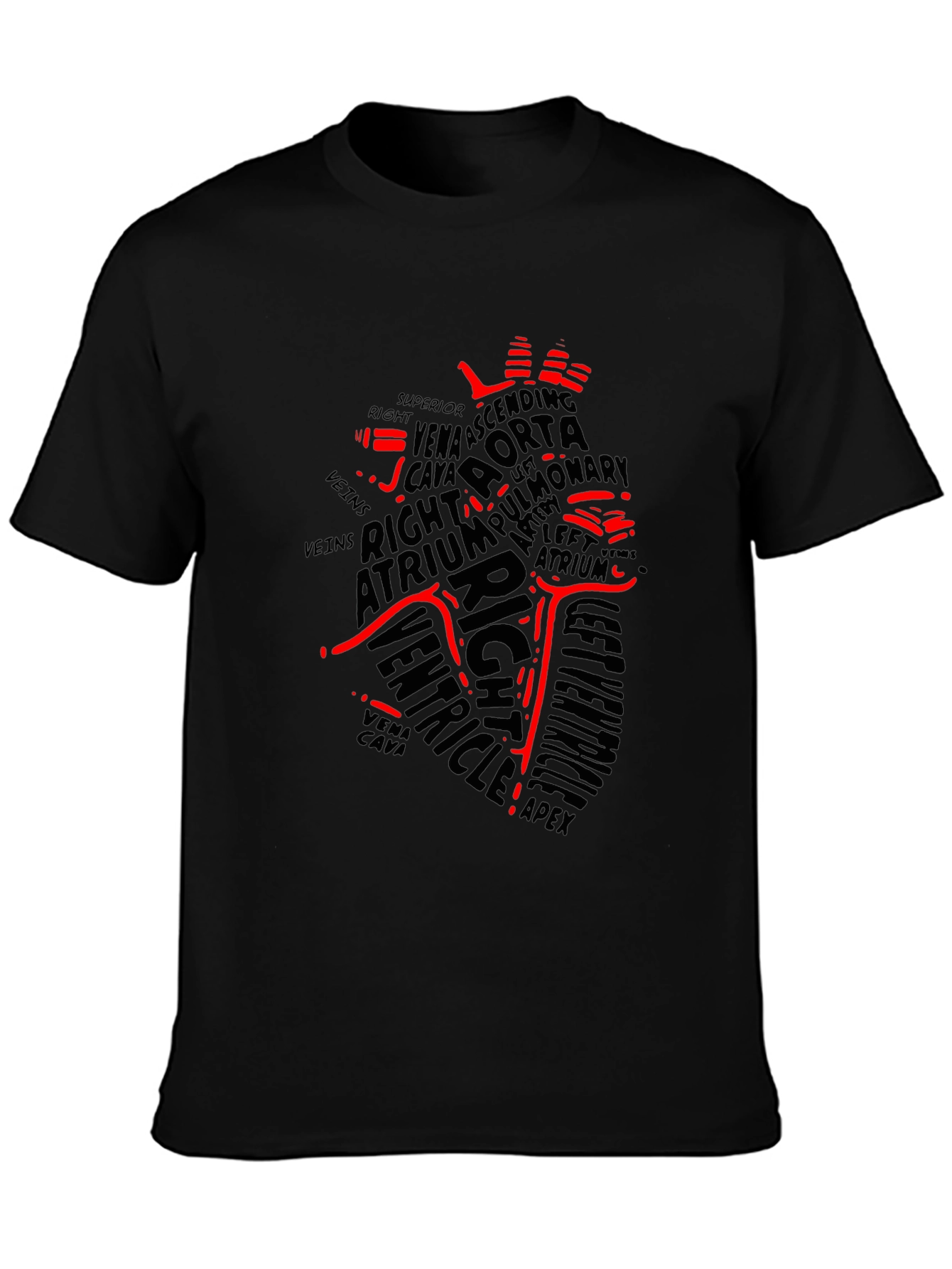 Anatomical Heart Word Art T-Shirt - Black