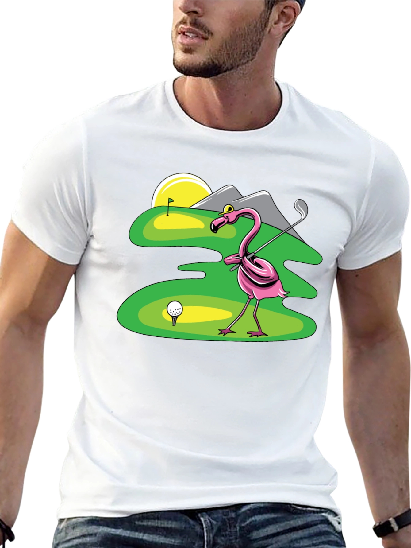 Flamingo Golfer T-Shirt - Funny Golf Tee