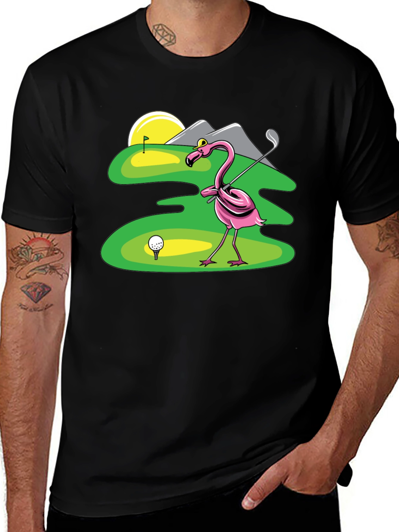 Flamingo Golfer T-Shirt - Funny Golf Tee