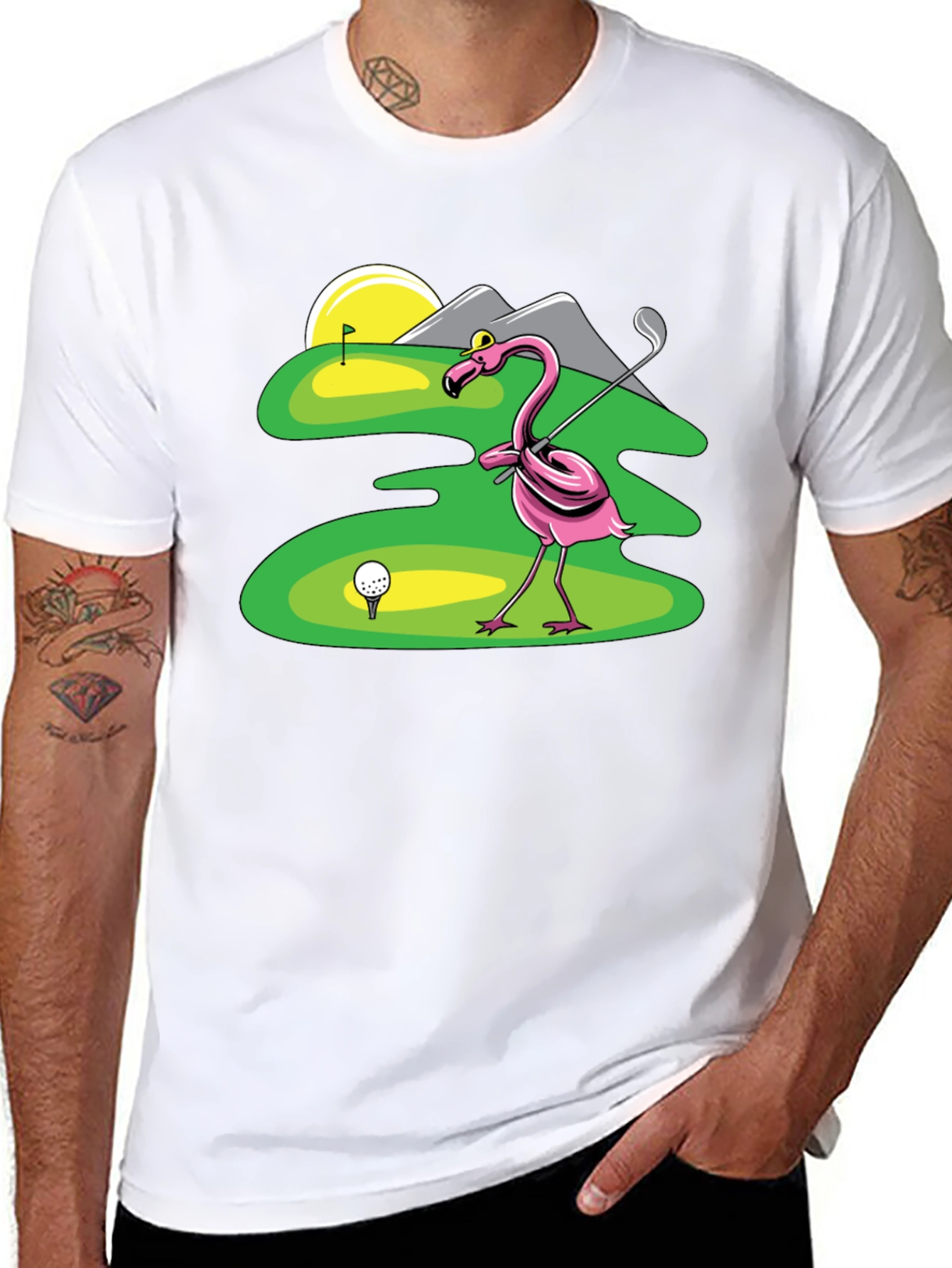 Flamingo Golfer T-Shirt - Funny Golf Tee