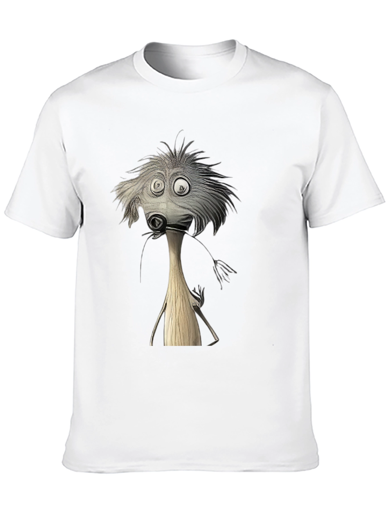 Whimsical Cartoon Character Black T-Shirt