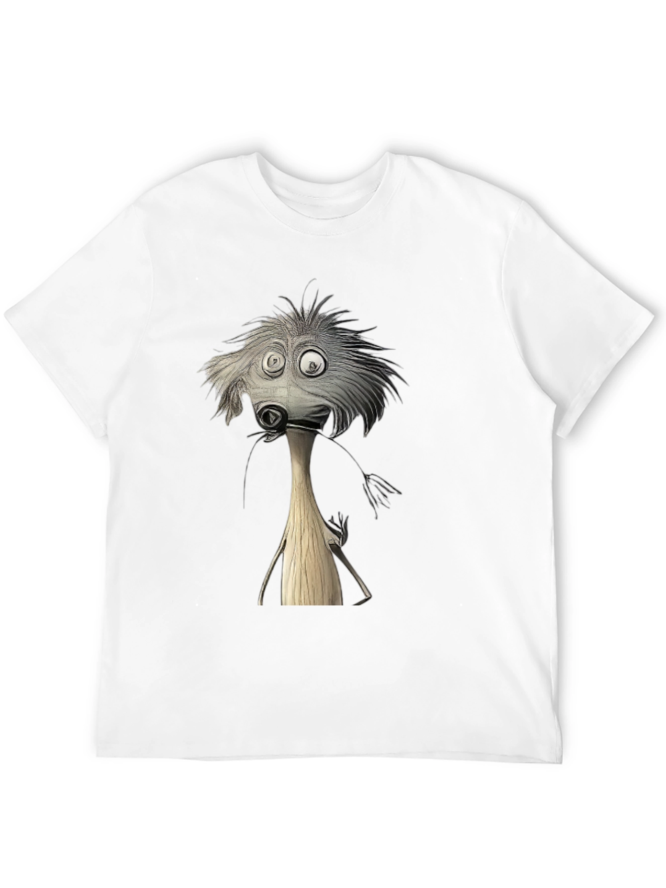 Whimsical Cartoon Character Black T-Shirt