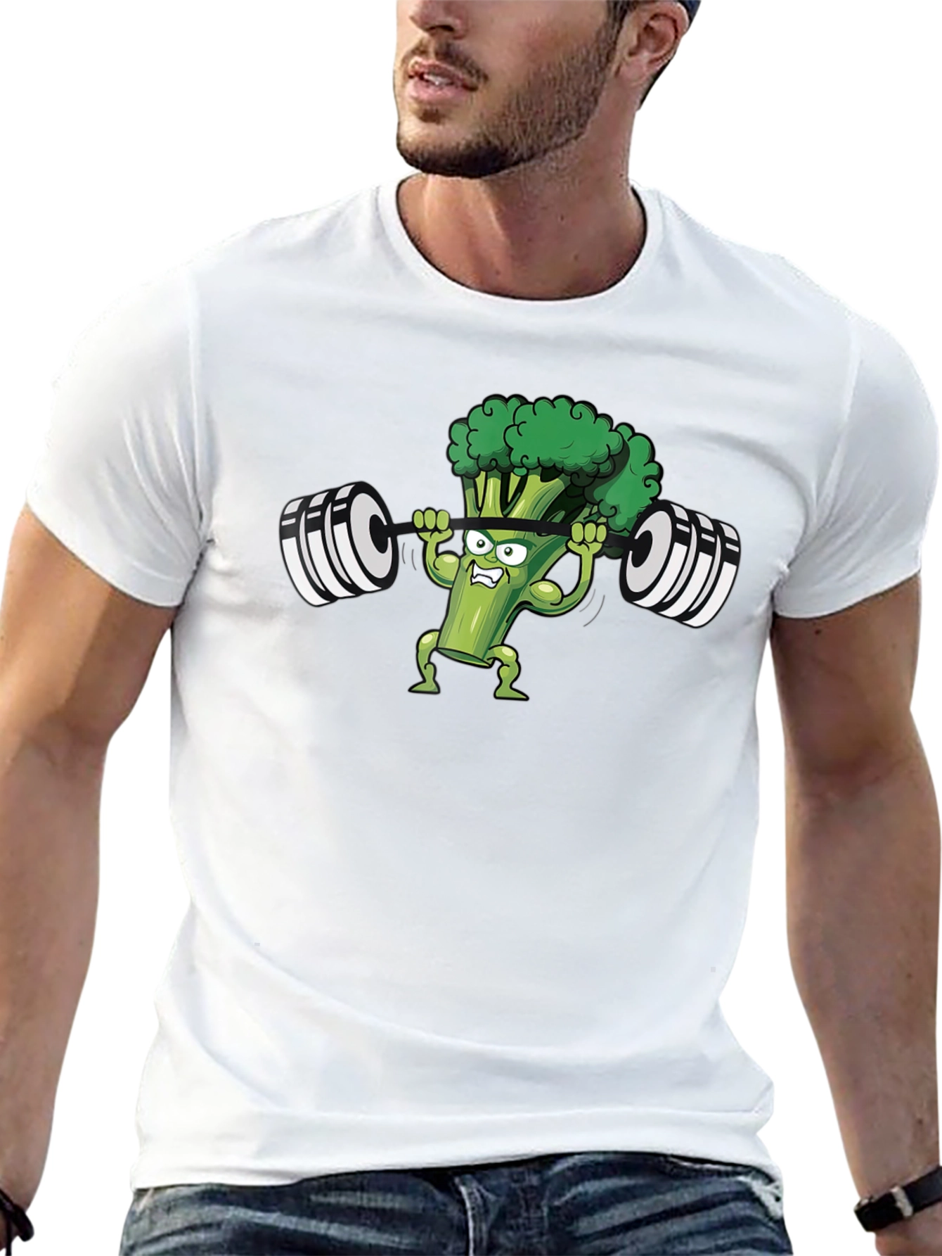 Weightlifting Broccoli Mens Black T-Shirt