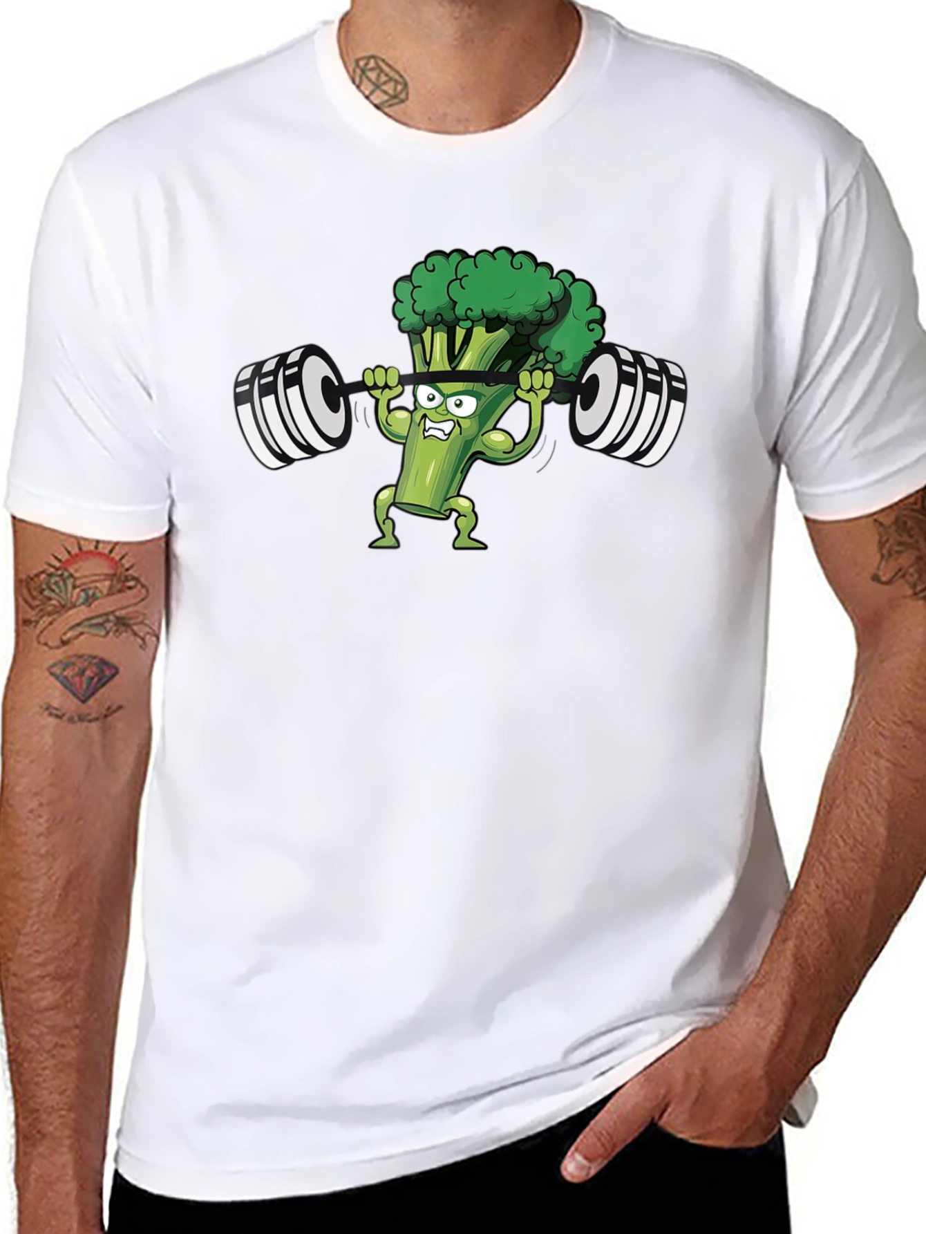 Weightlifting Broccoli Mens Black T-Shirt