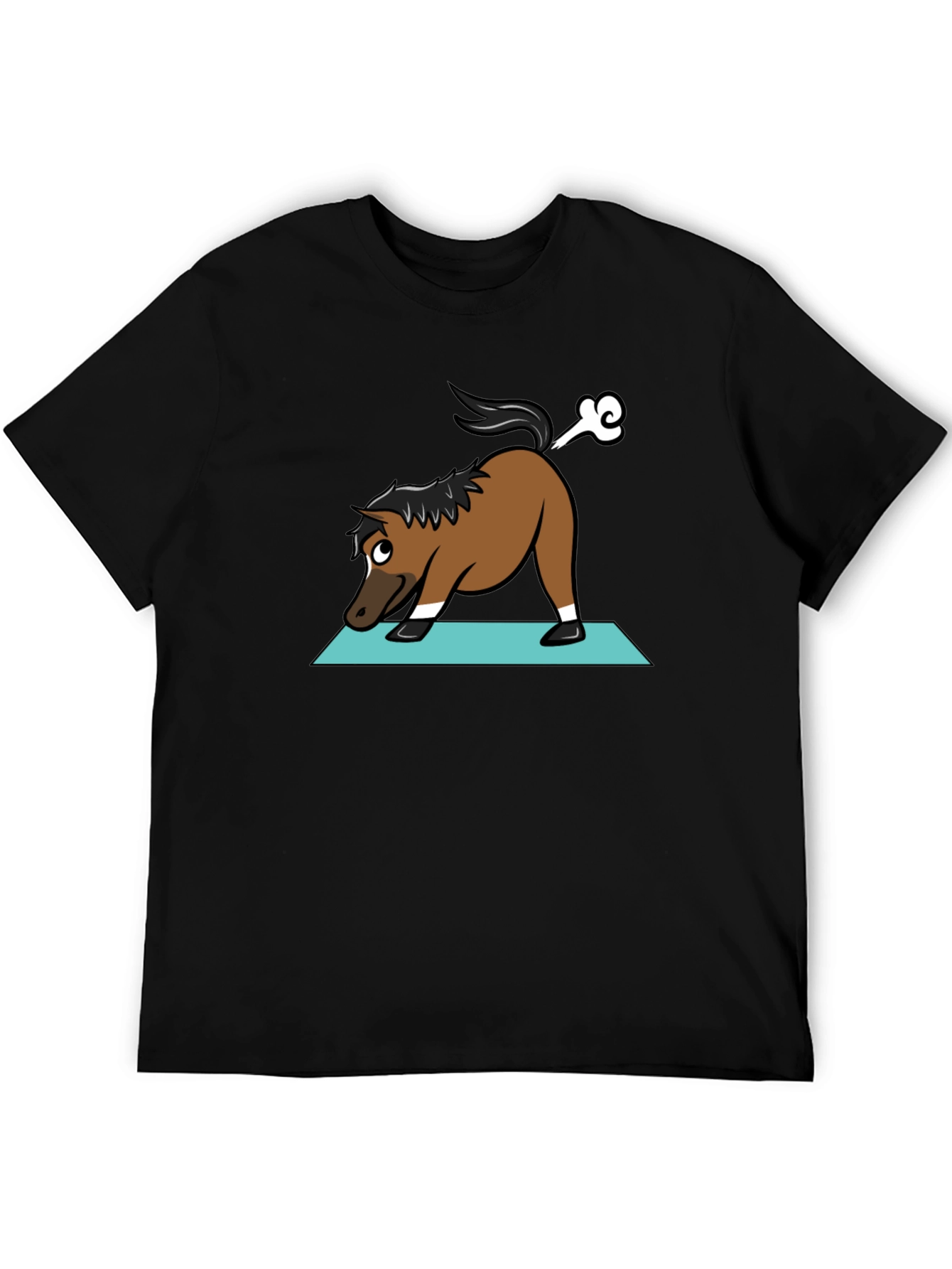 Yoga Horse Farting Funny Black T-Shirt