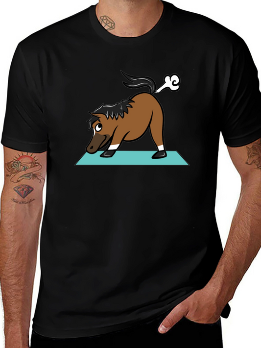 Yoga Horse Farting Funny Black T-Shirt