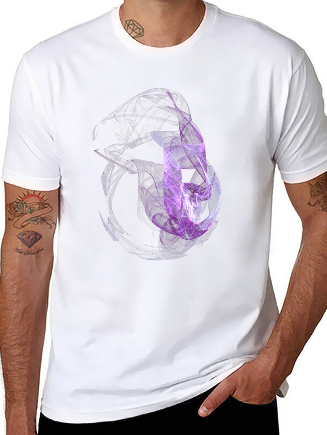 Abstract Smoke Design Black T-Shirt