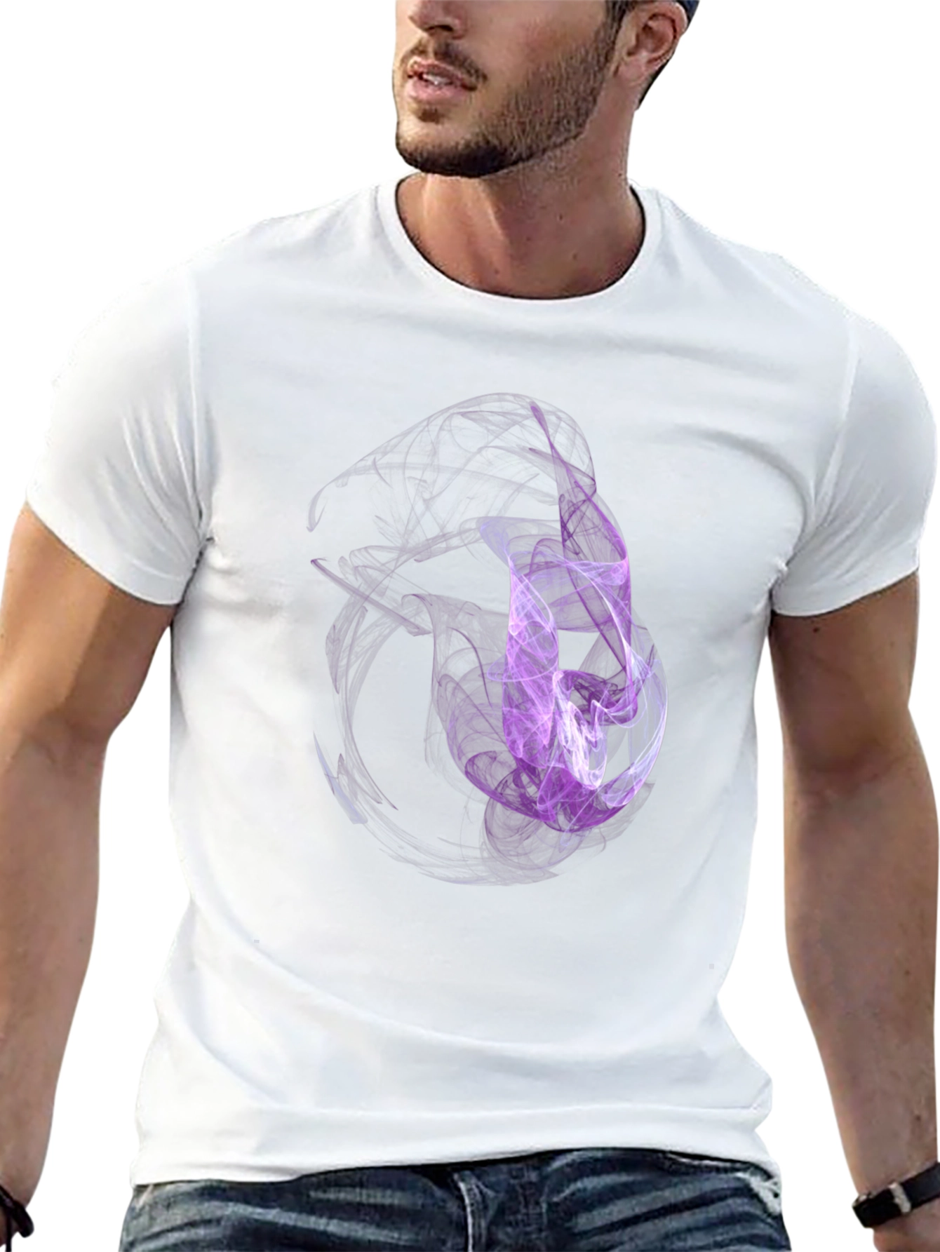 Abstract Smoke Design Black T-Shirt