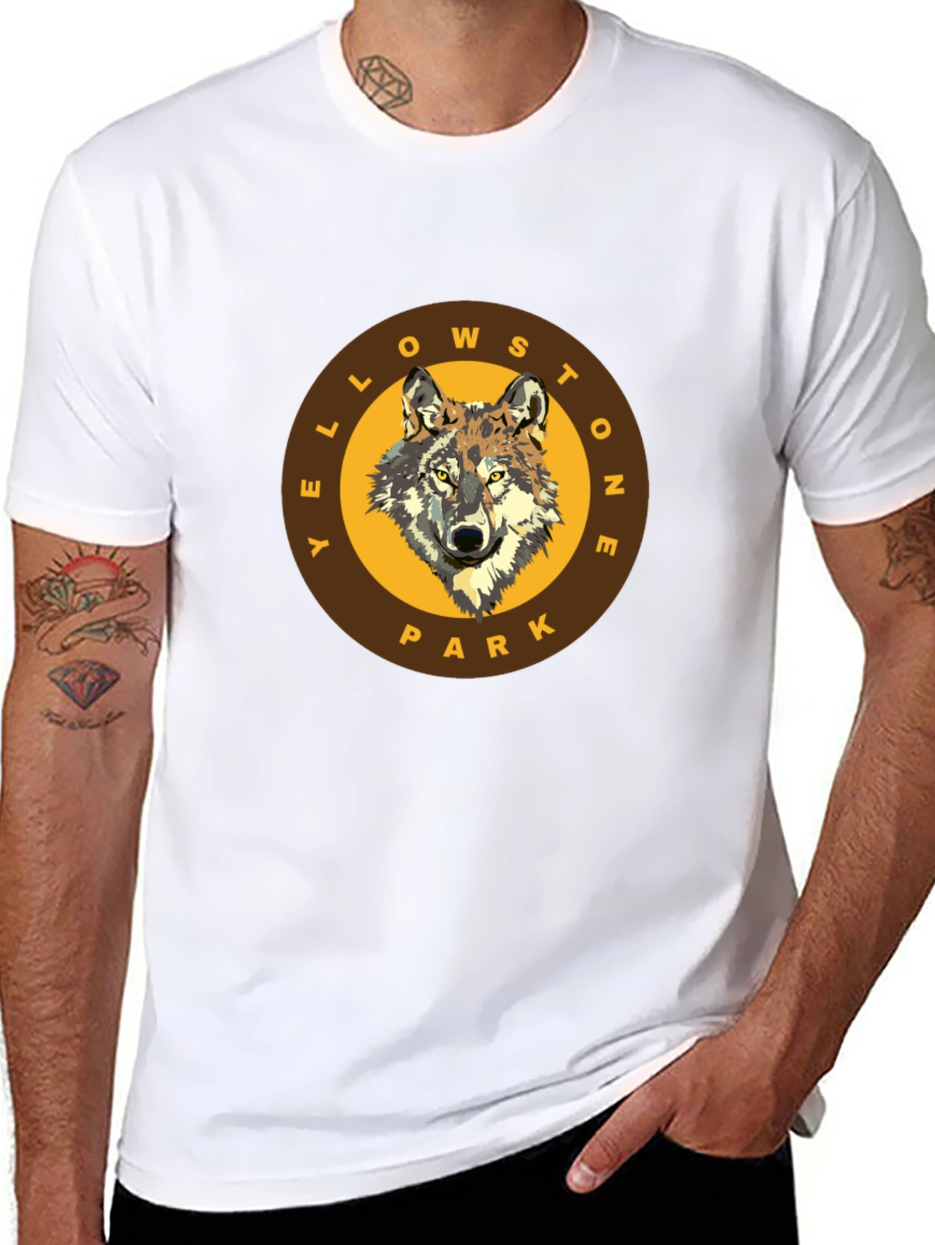 Yellowstone Park Wolf Graphic T-Shirt