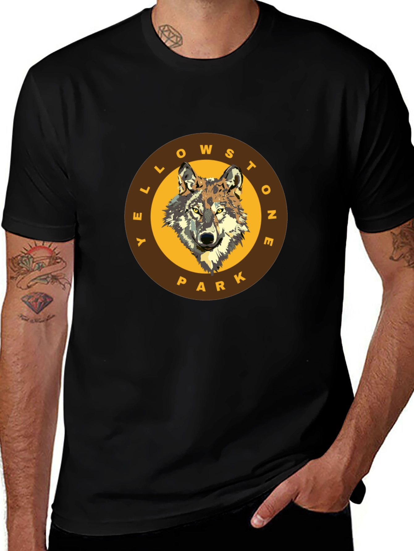 Yellowstone Park Wolf Graphic T-Shirt