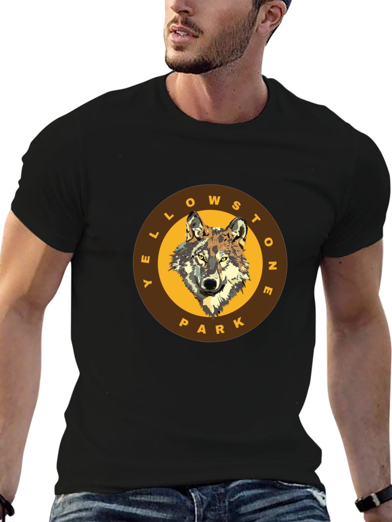 Yellowstone Park Wolf Graphic T-Shirt