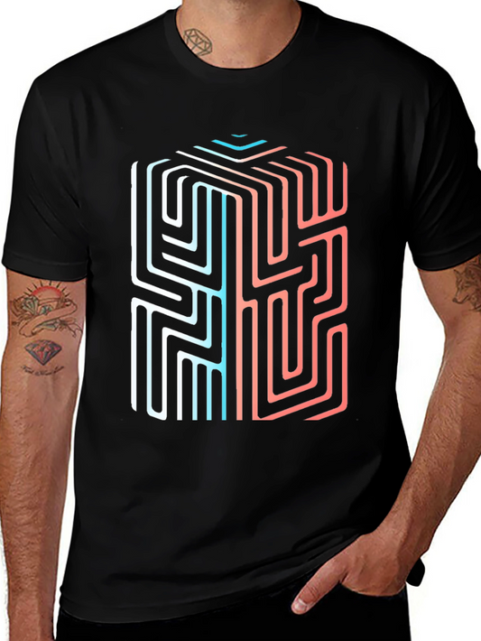Abstract Cube Maze Graphic Tee - Unique Design