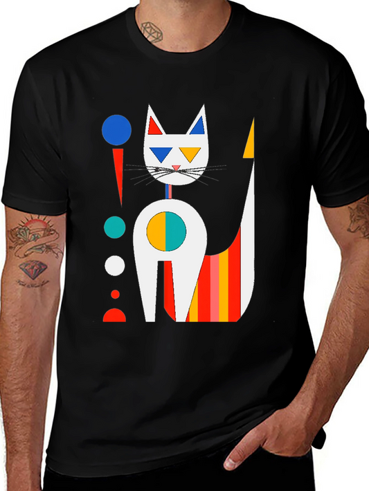 Abstract Cat Graphic T-Shirt