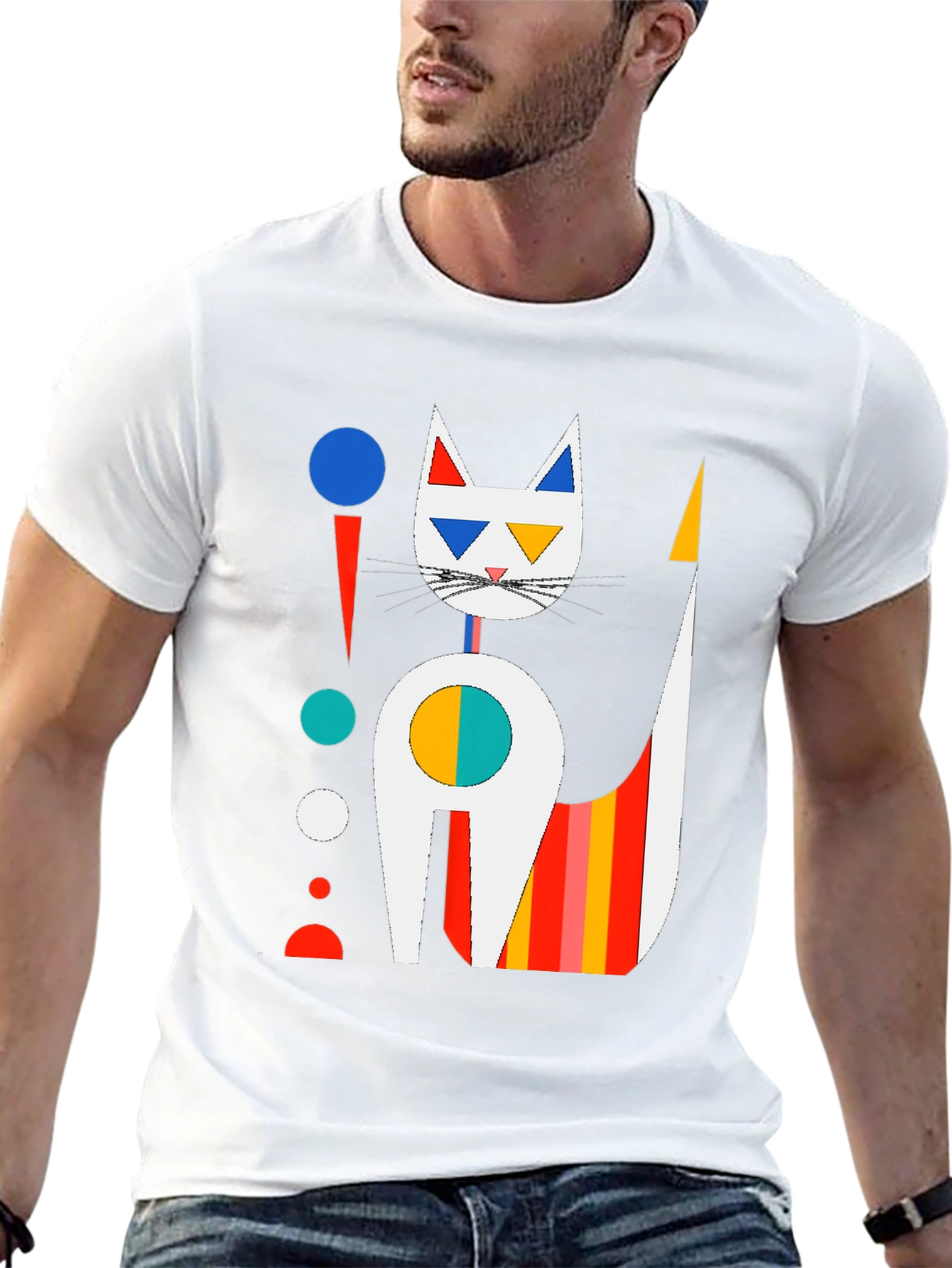 Abstract Cat Graphic T-Shirt