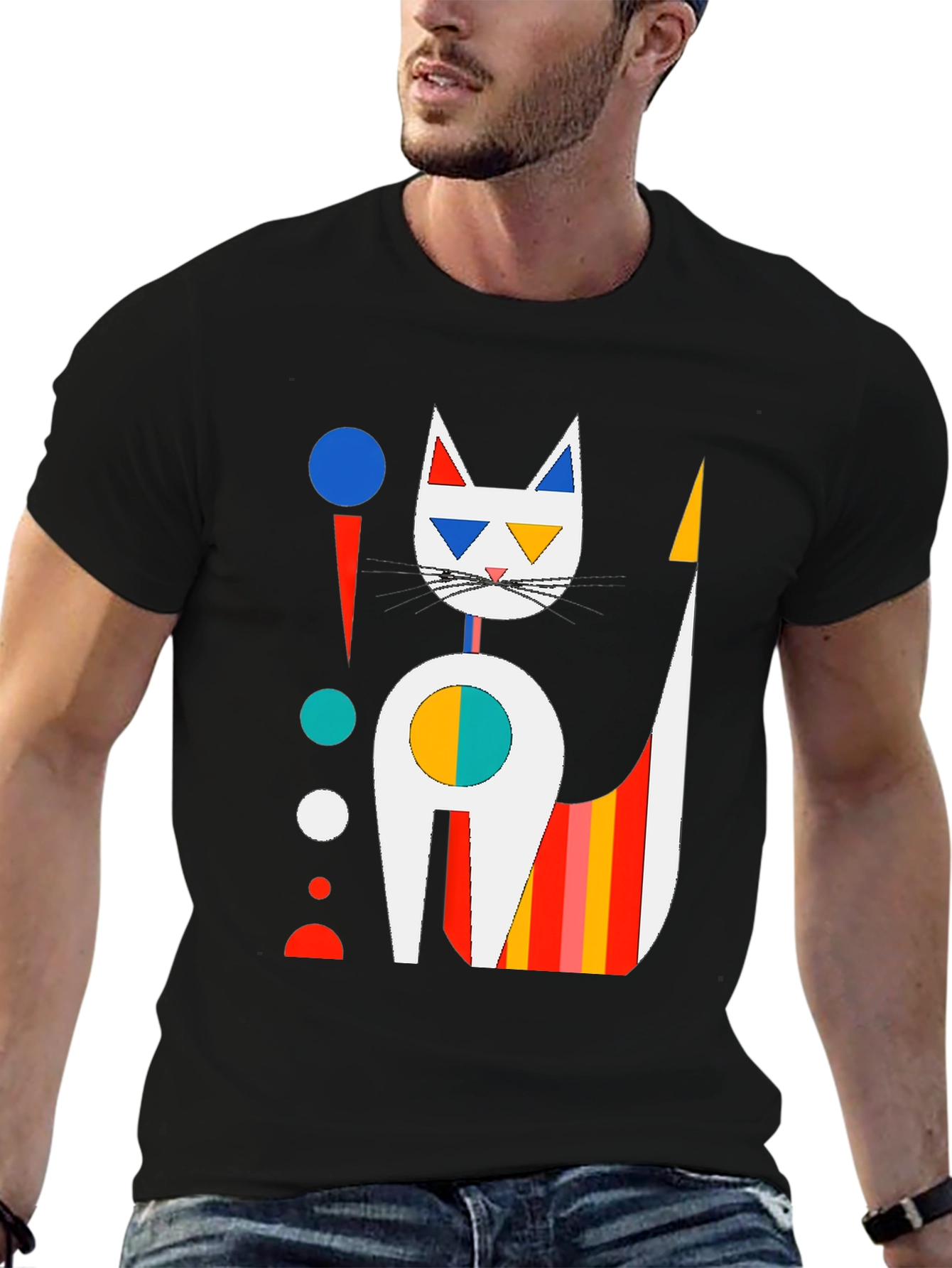 Abstract Cat Graphic T-Shirt